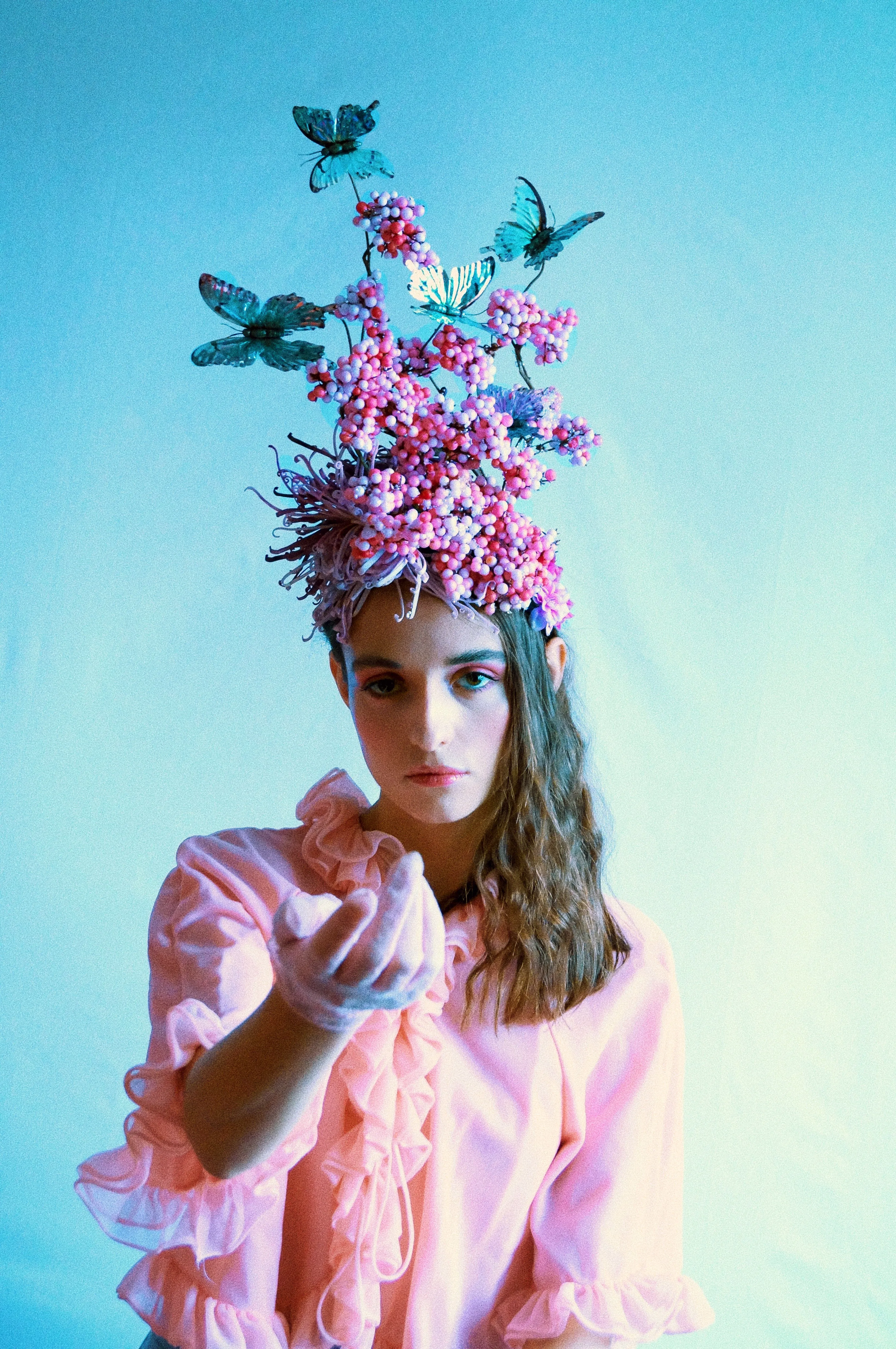 Pink and Silver Butterfly Headpiece
