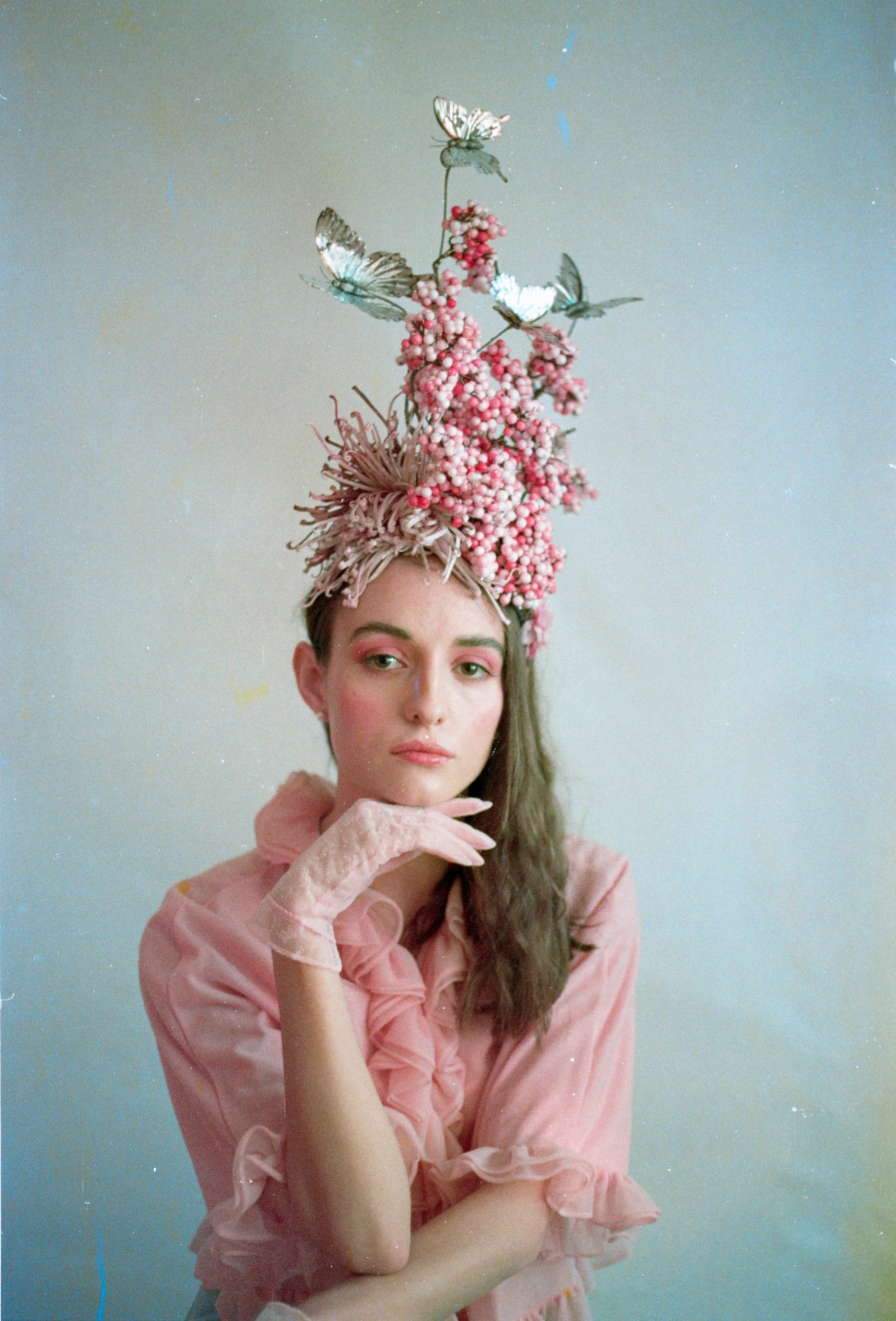 Pink and Silver Butterfly Headpiece