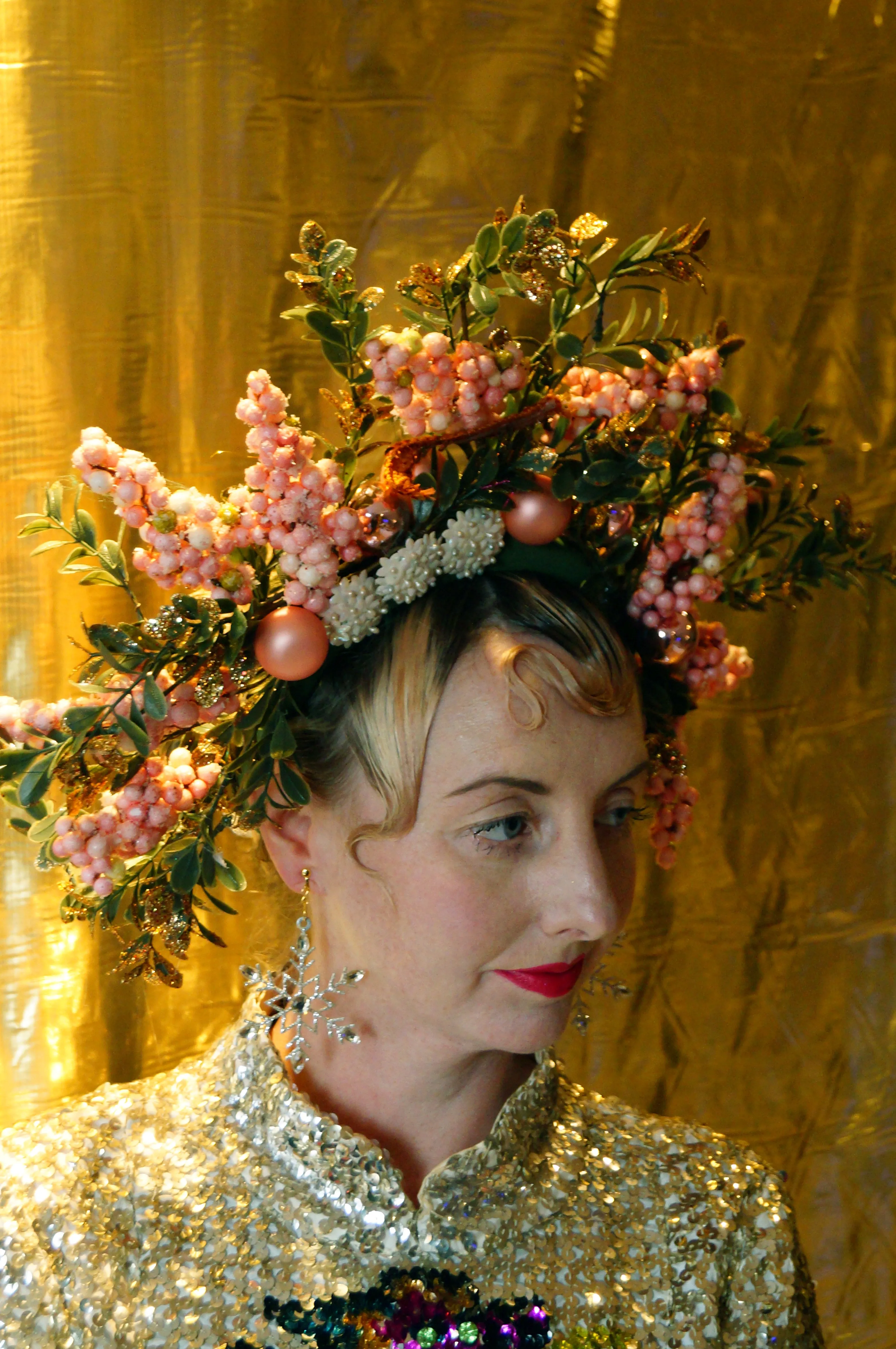 Pink Glitter Blossom Titiania Headdress