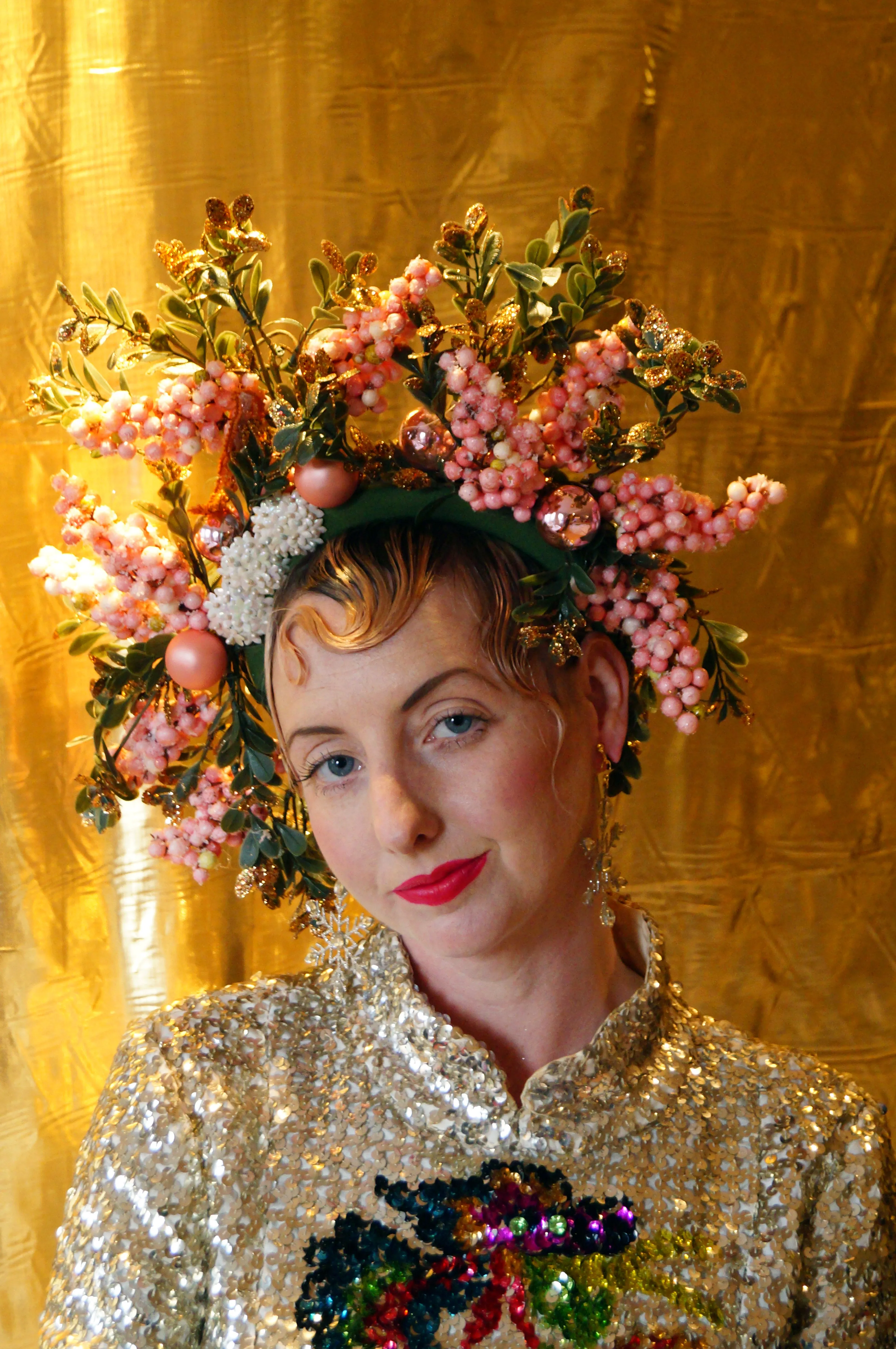 Pink Glitter Blossom Titiania Headdress