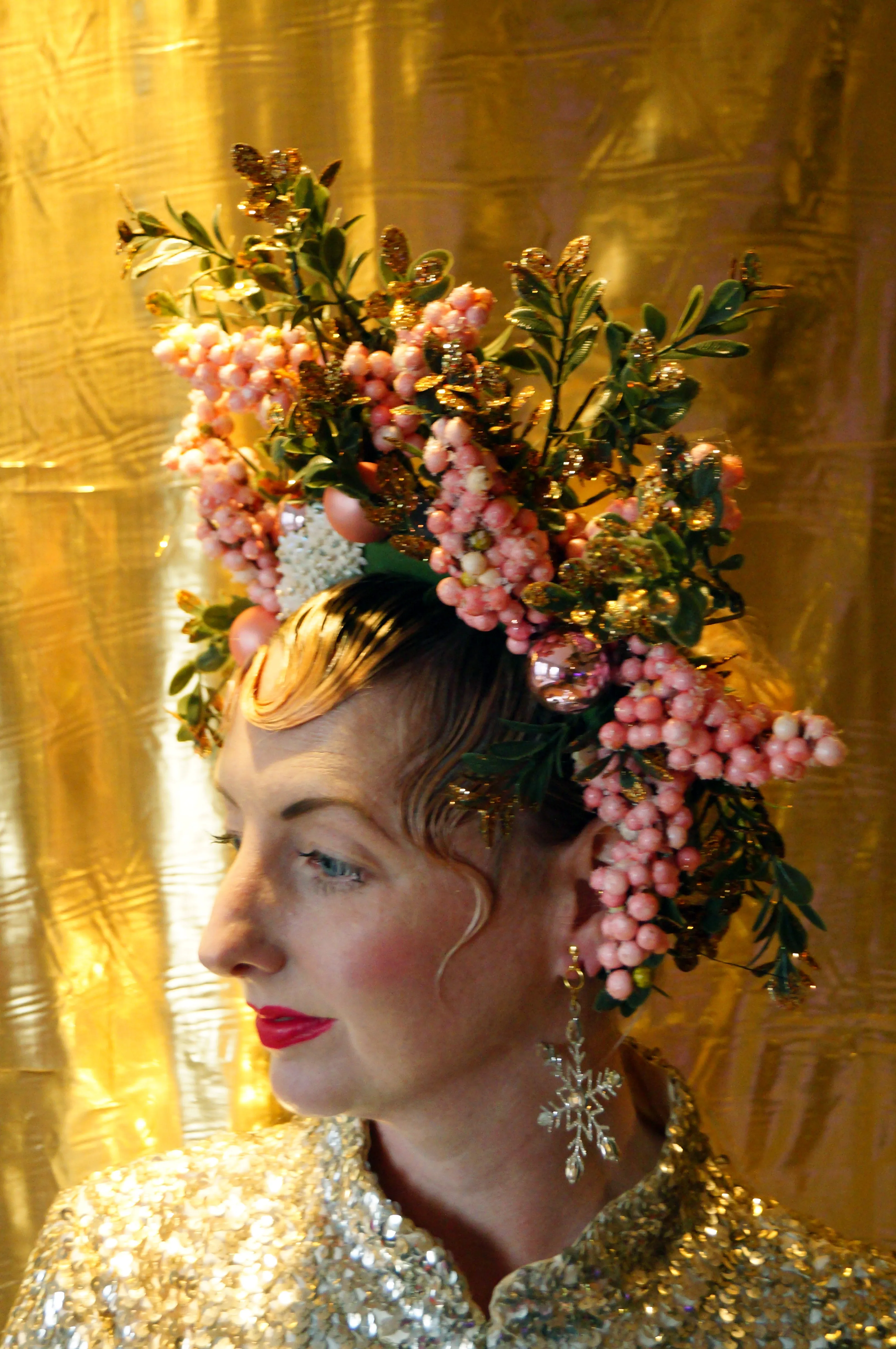 Pink Glitter Blossom Titiania Headdress