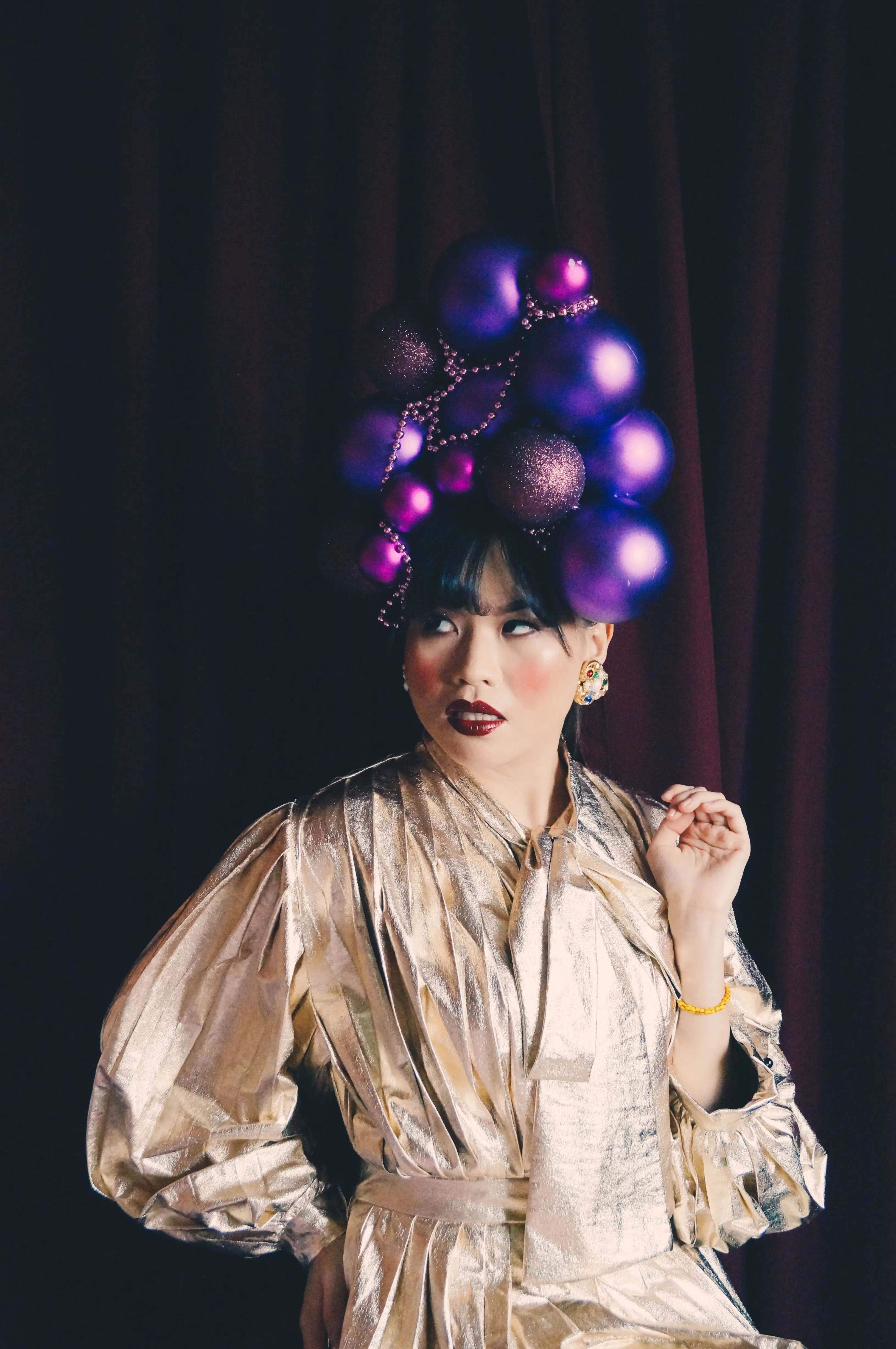 Purple Christmas baubles Headdress
