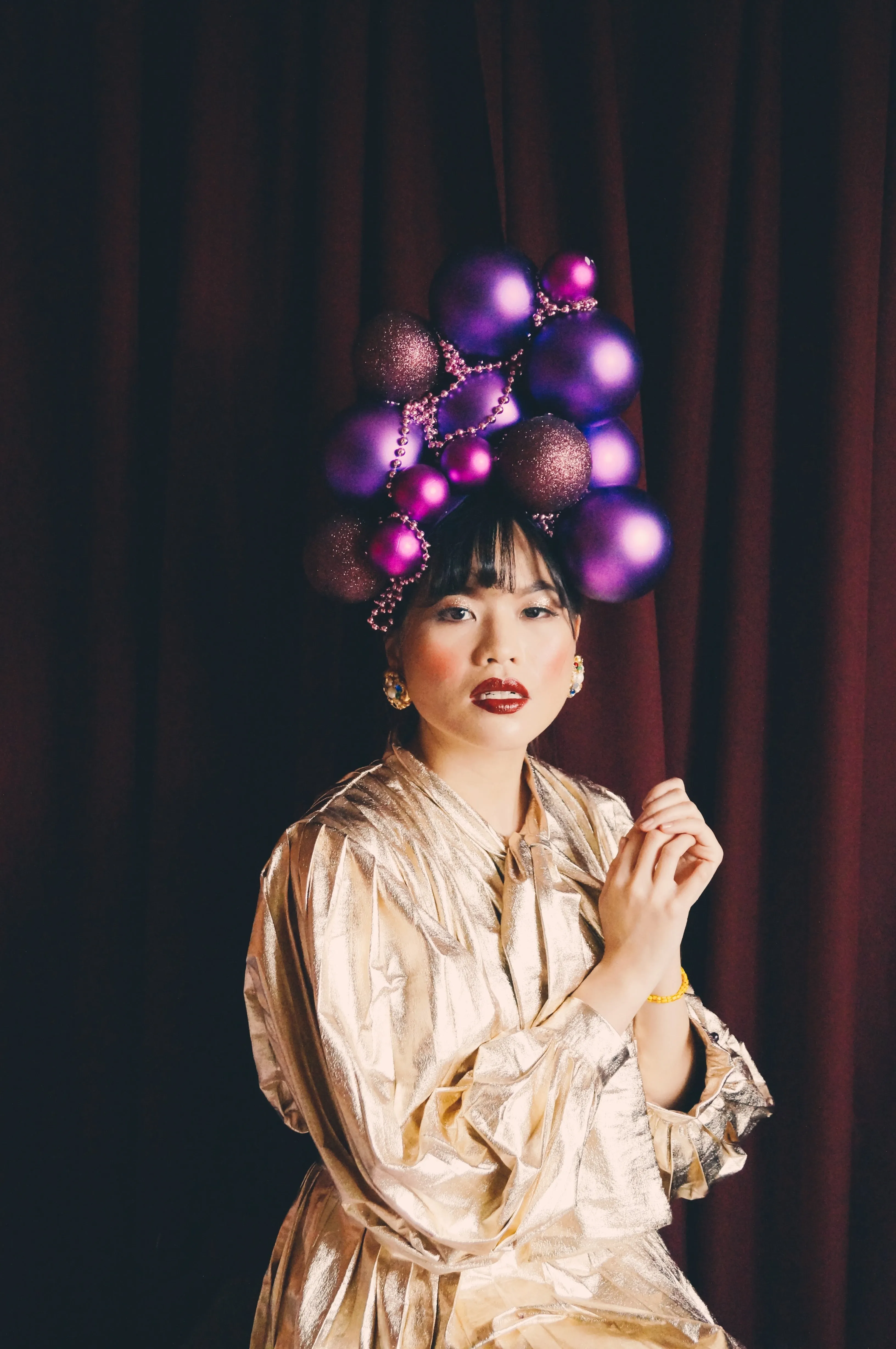 Purple Christmas baubles Headdress