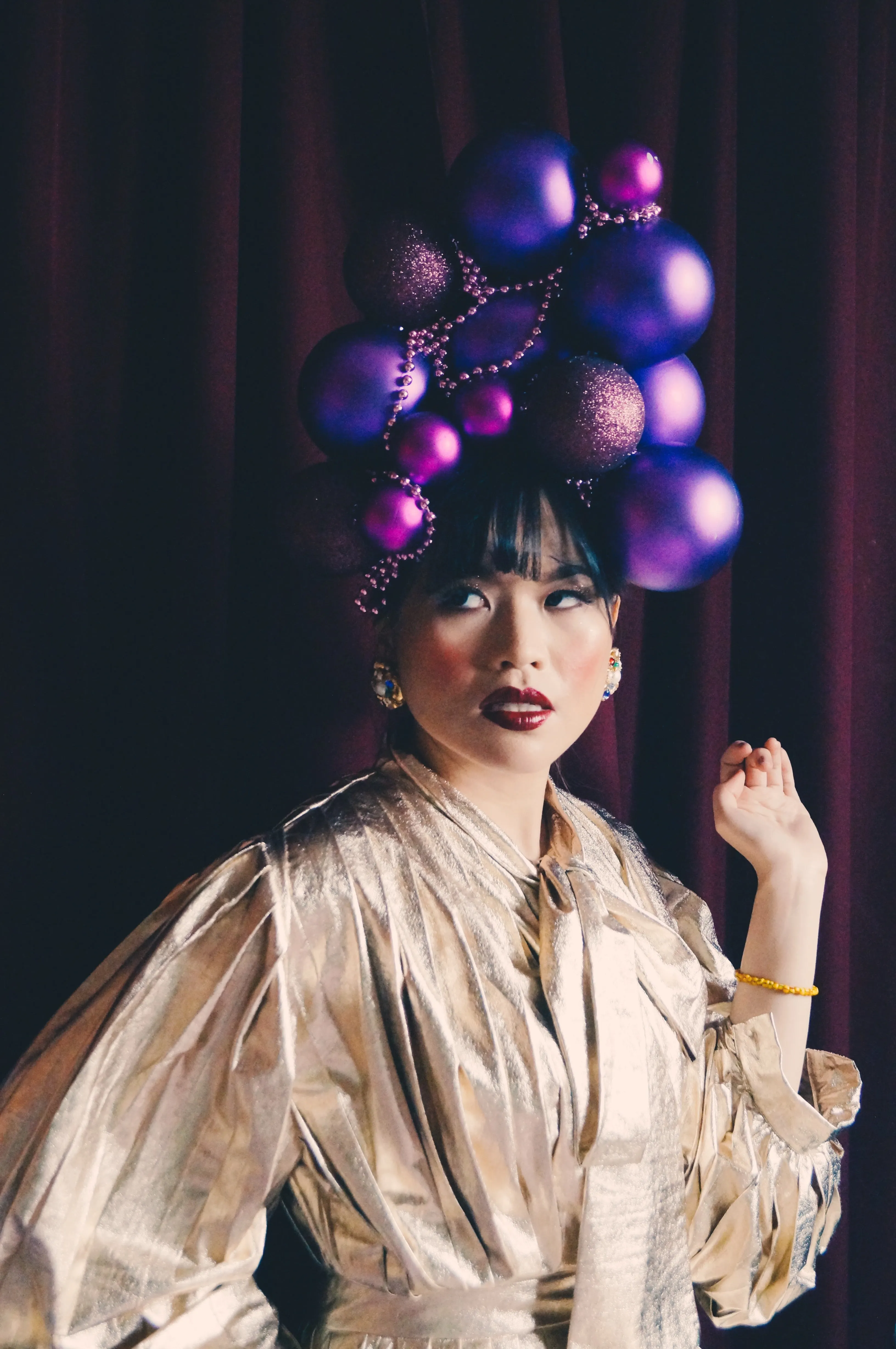 Purple Christmas baubles Headdress