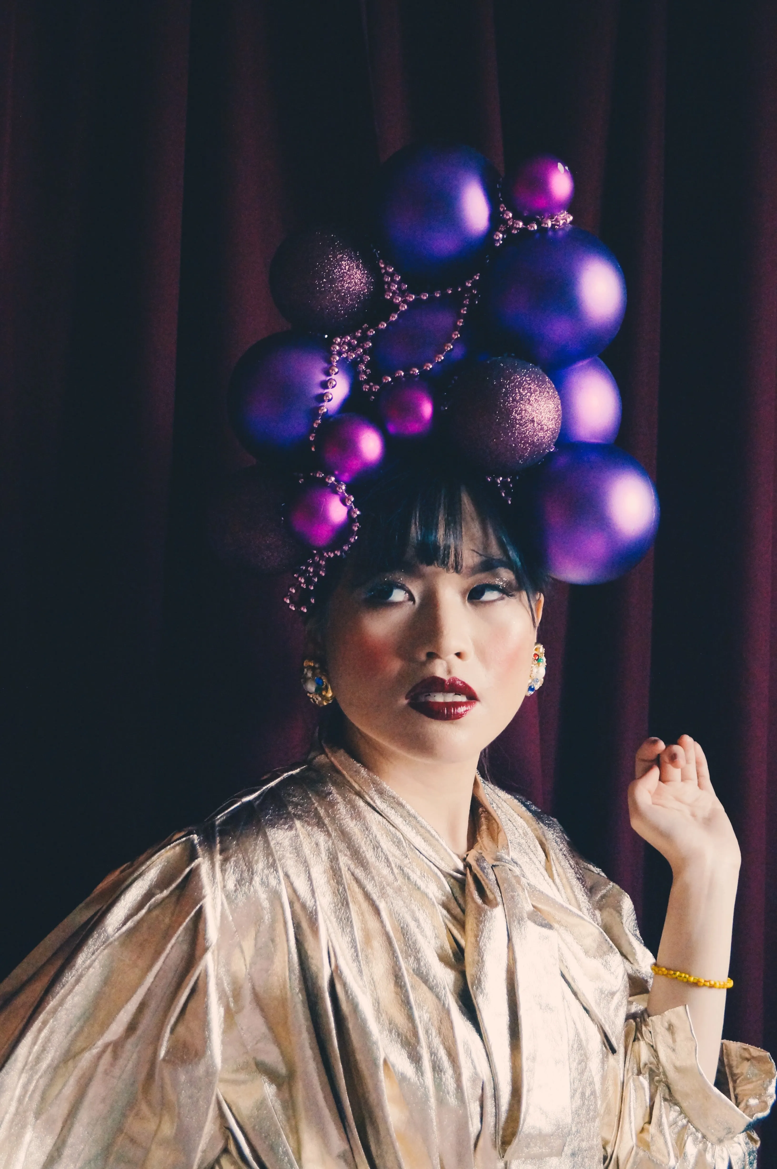 Purple Christmas baubles Headdress