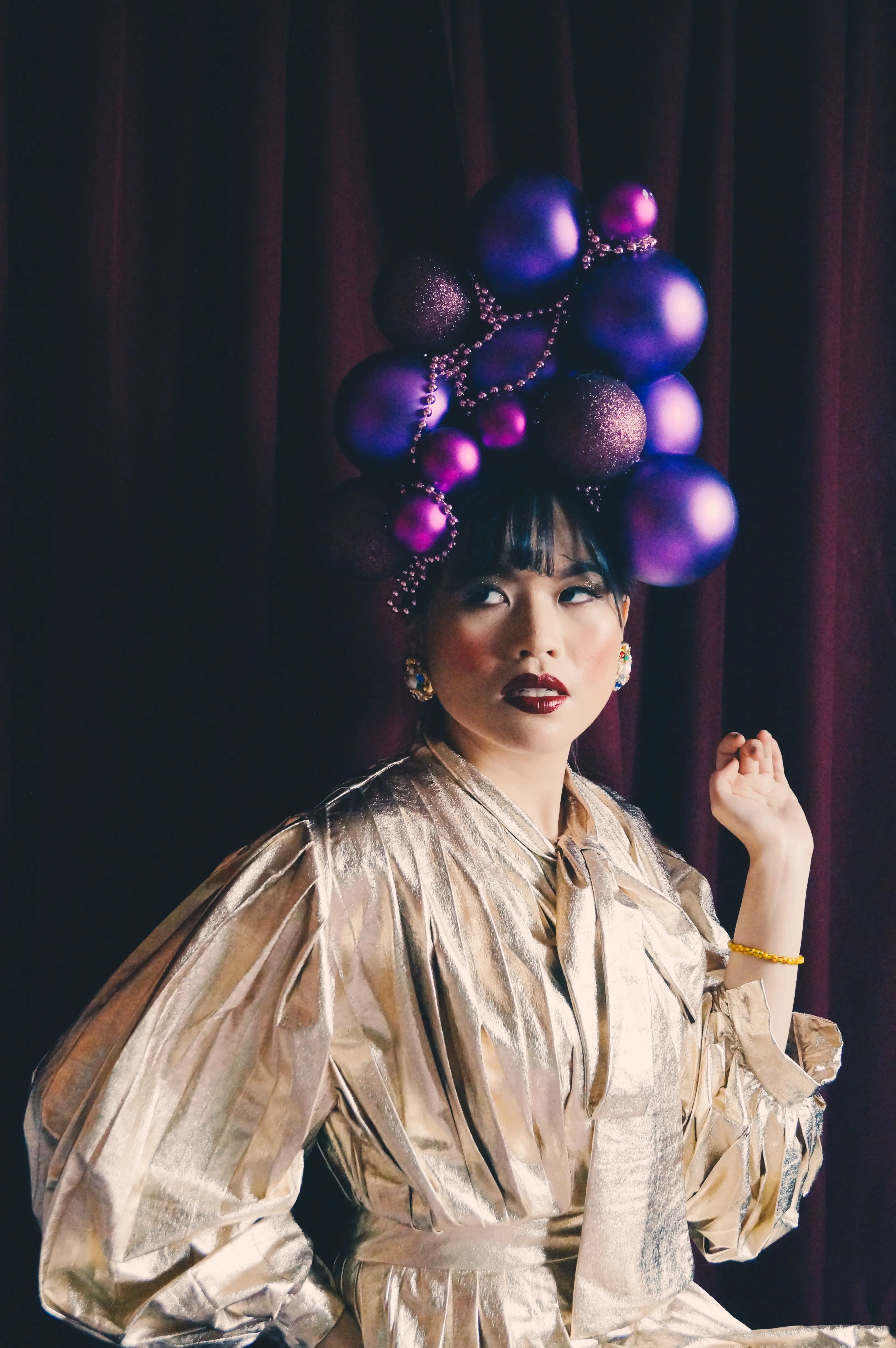Purple Christmas baubles Headdress