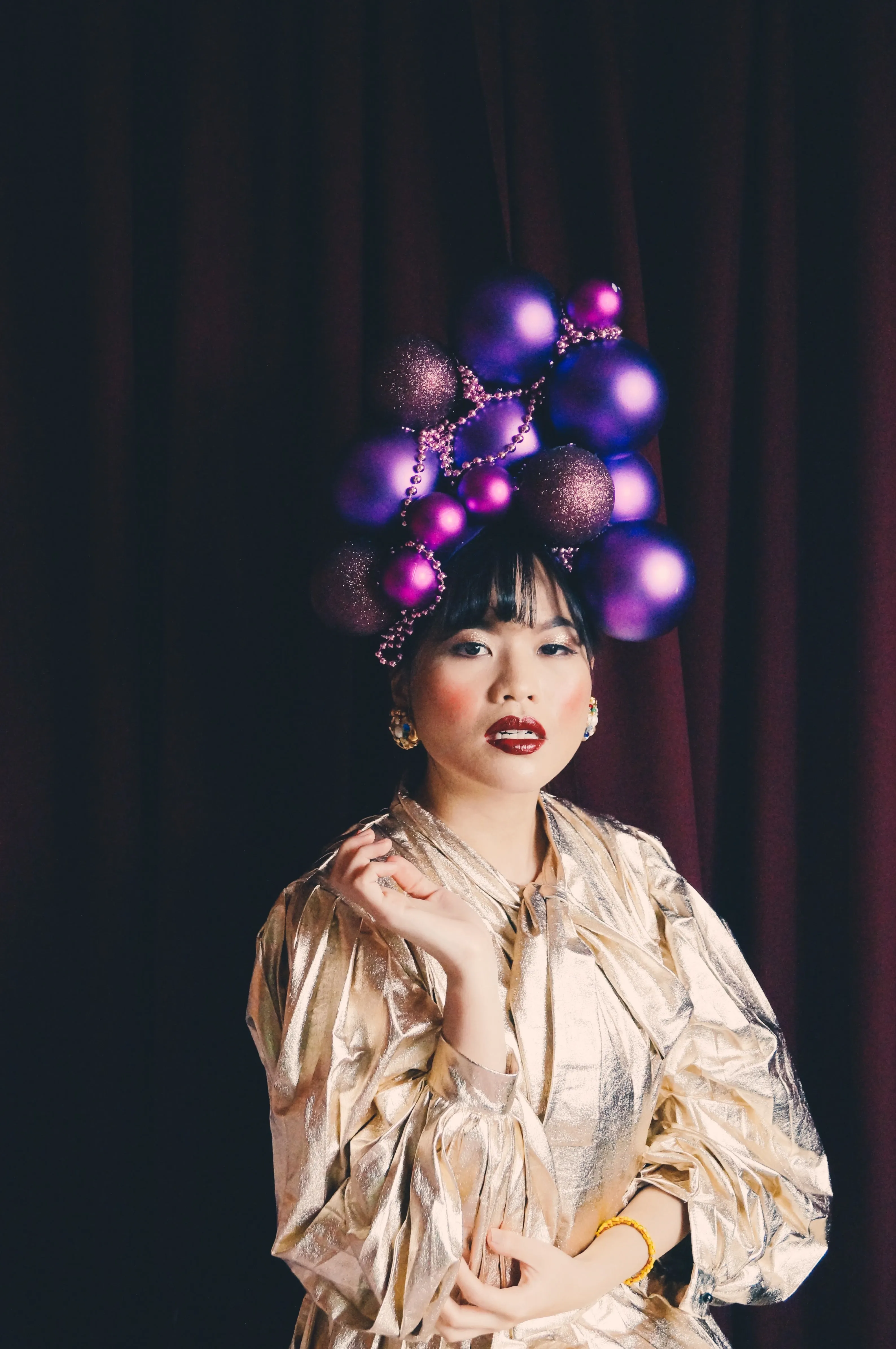 Purple Christmas baubles Headdress