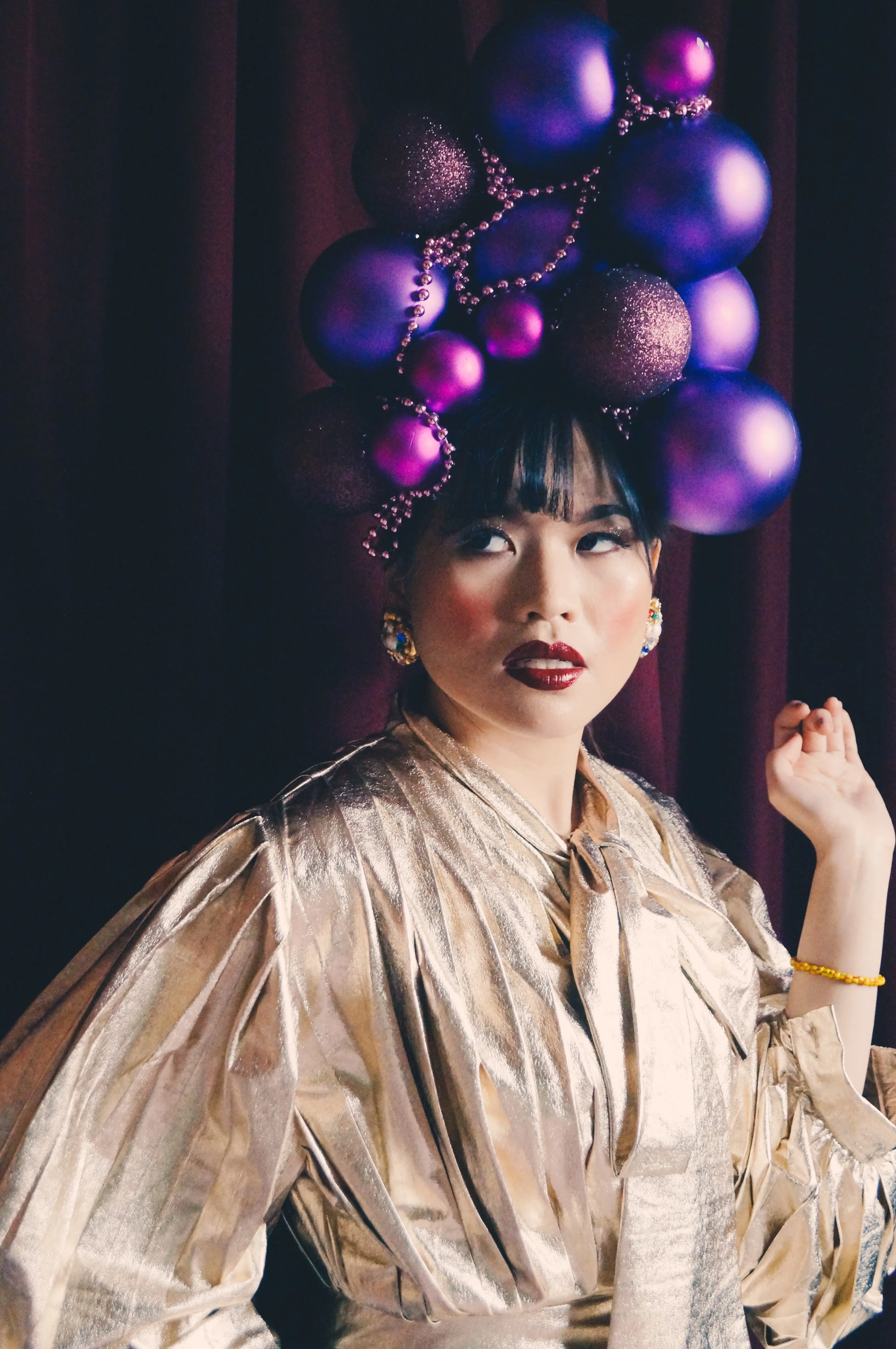 Purple Christmas baubles Headdress
