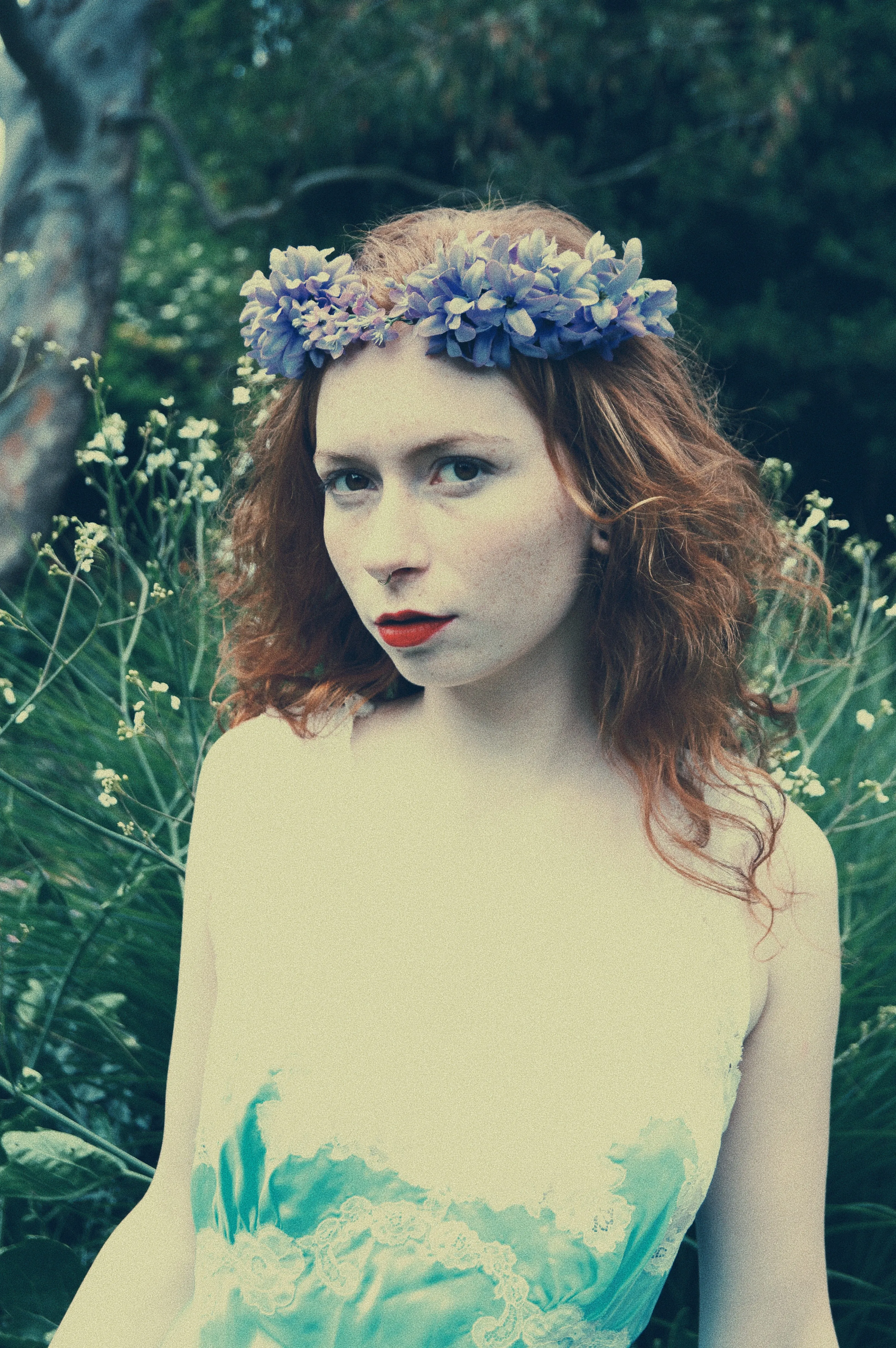Purple flowers pagan inspired  headdress / costume / nature