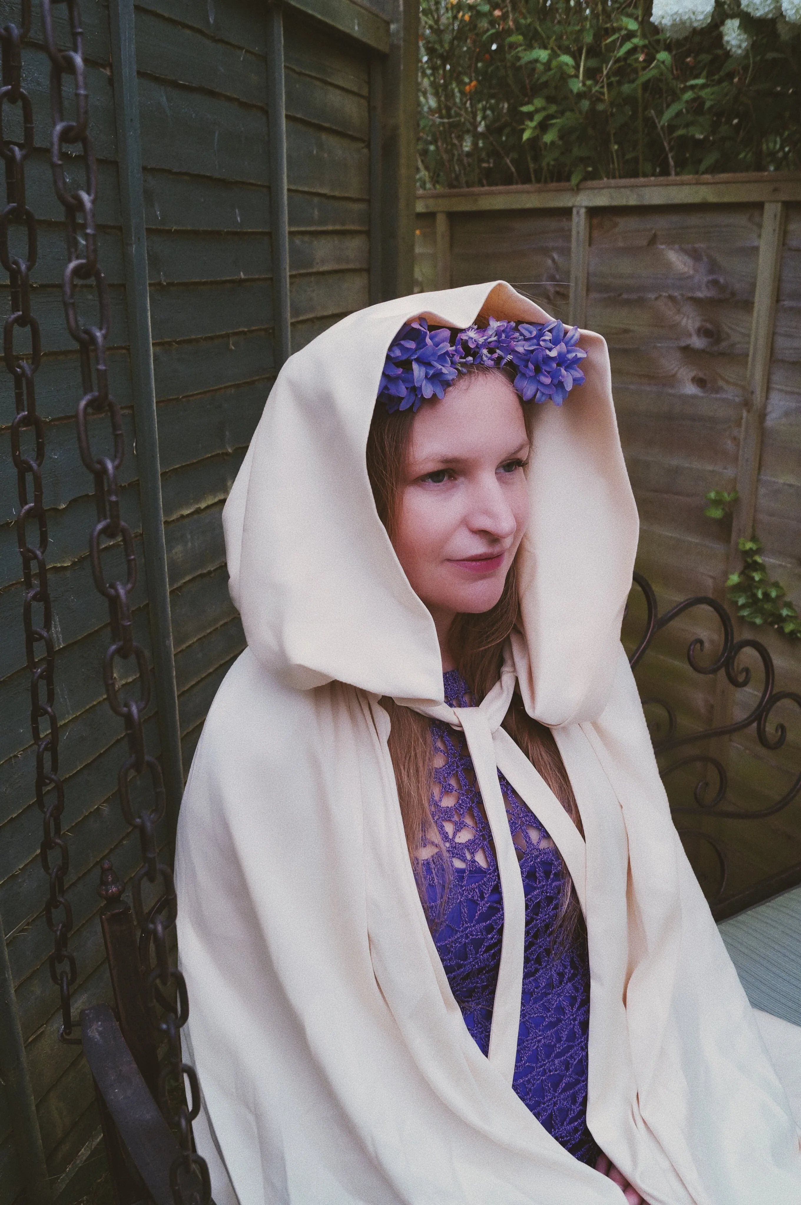 Purple flowers pagan inspired  headdress / costume / nature