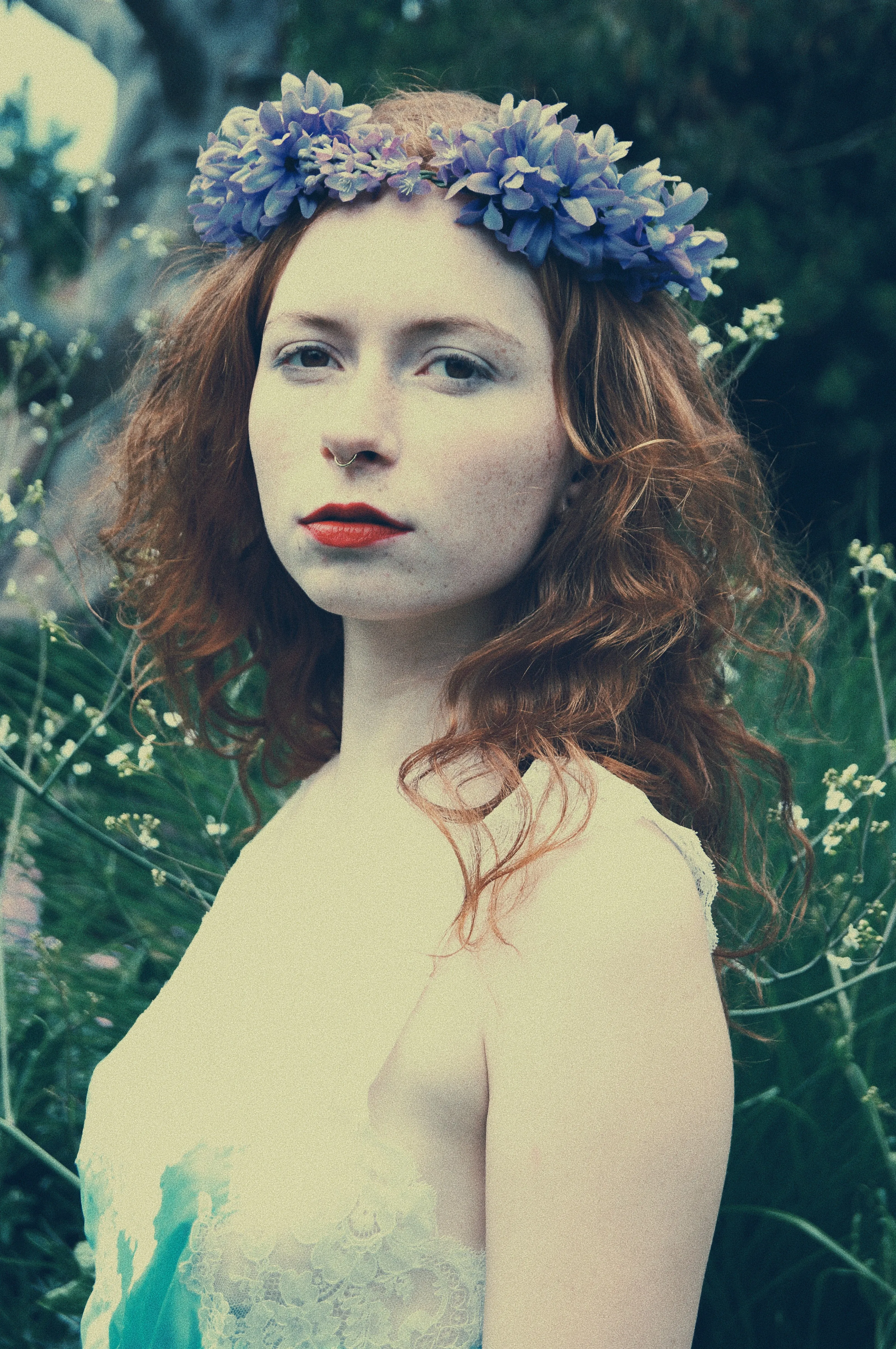 Purple flowers pagan inspired  headdress / costume / nature