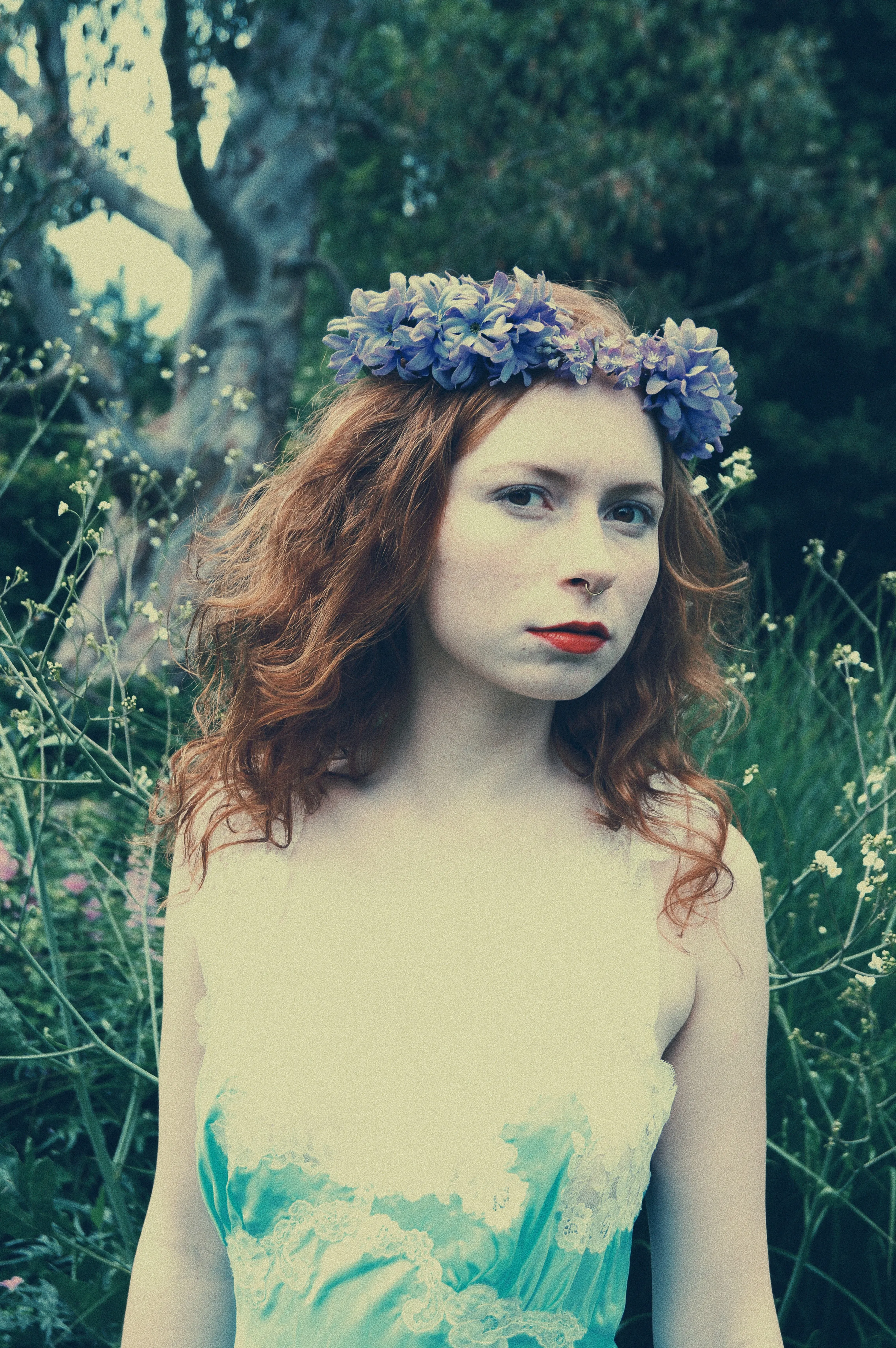 Purple flowers pagan inspired  headdress / costume / nature