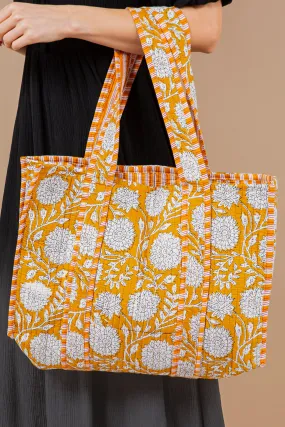 Quilted Tote Bag Reversible - Yellow