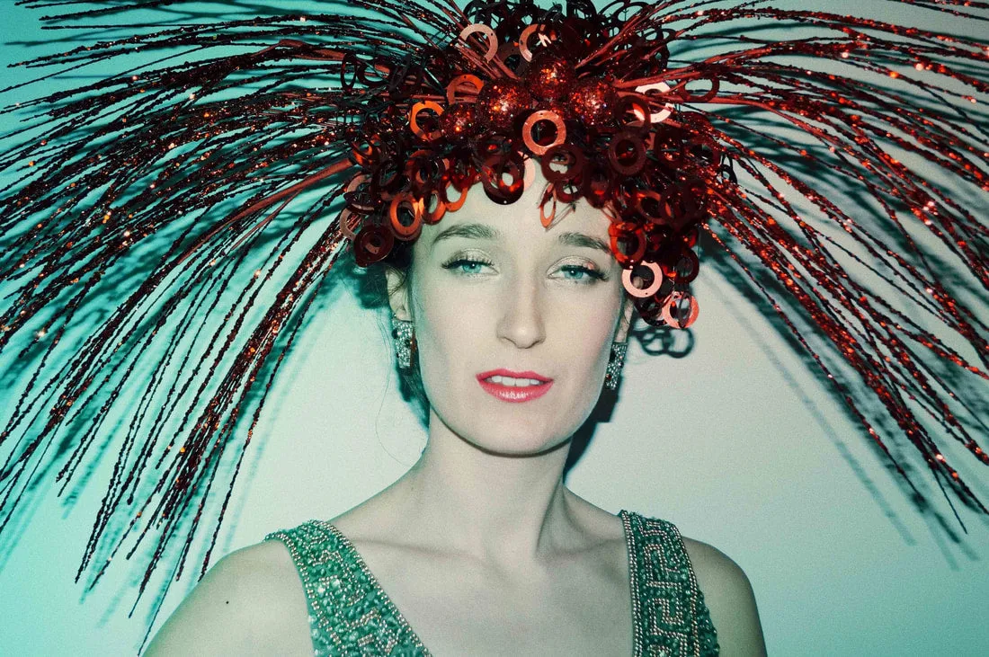 Red Spray Headdress - Fascinator - Costume