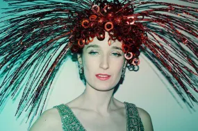 Red Spray Headdress - Fascinator - Costume