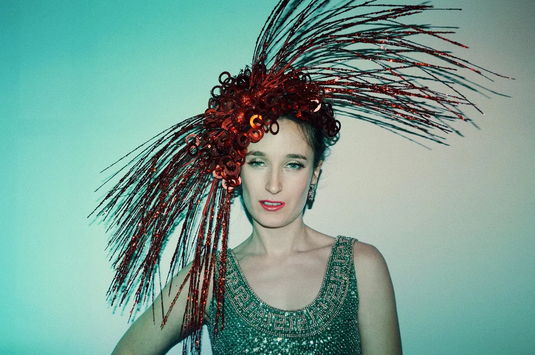 Red Spray Headdress - Fascinator - Costume