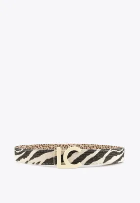 Reversible animal print belt