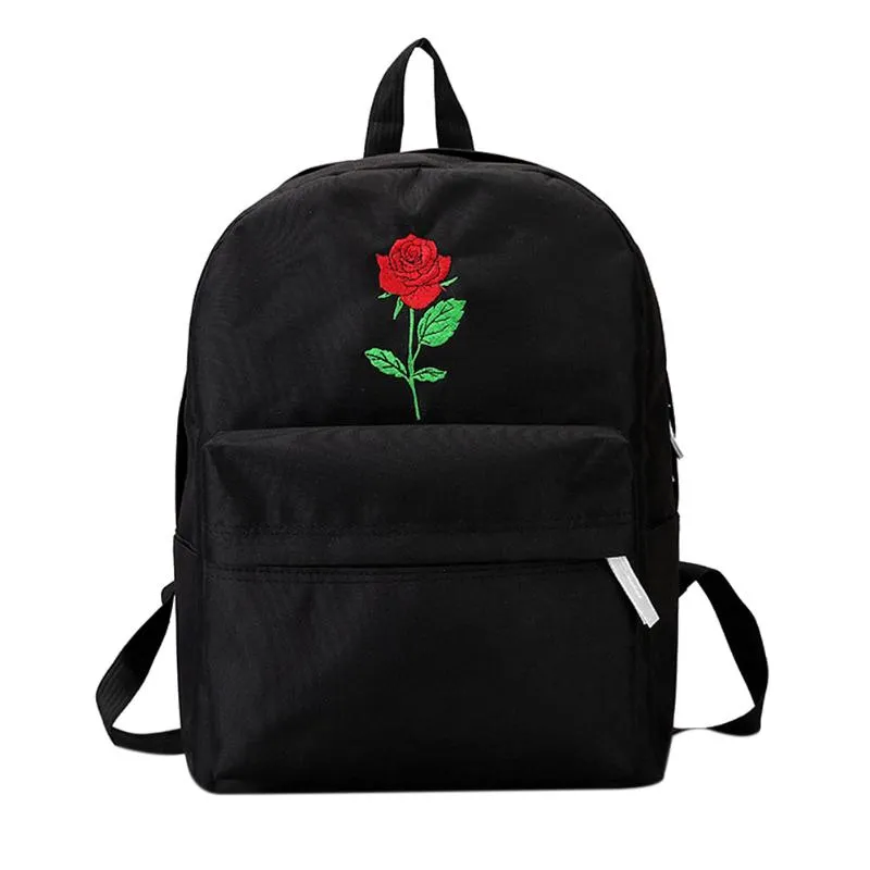 Rose Embroidered Backpack