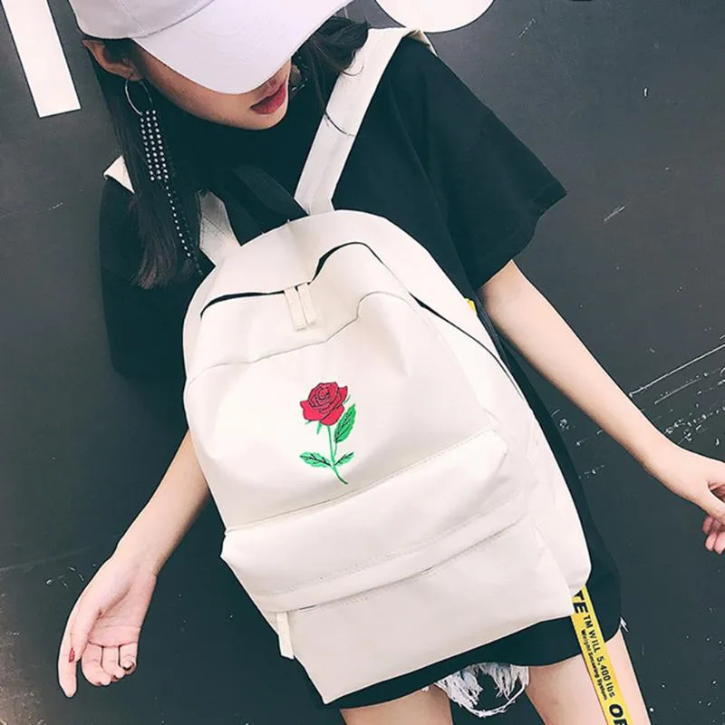 Rose Embroidered Backpack