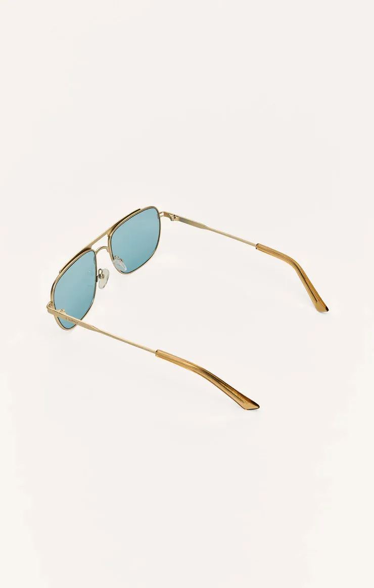 Skyline Blue Polarized Sunglasses in Gold
