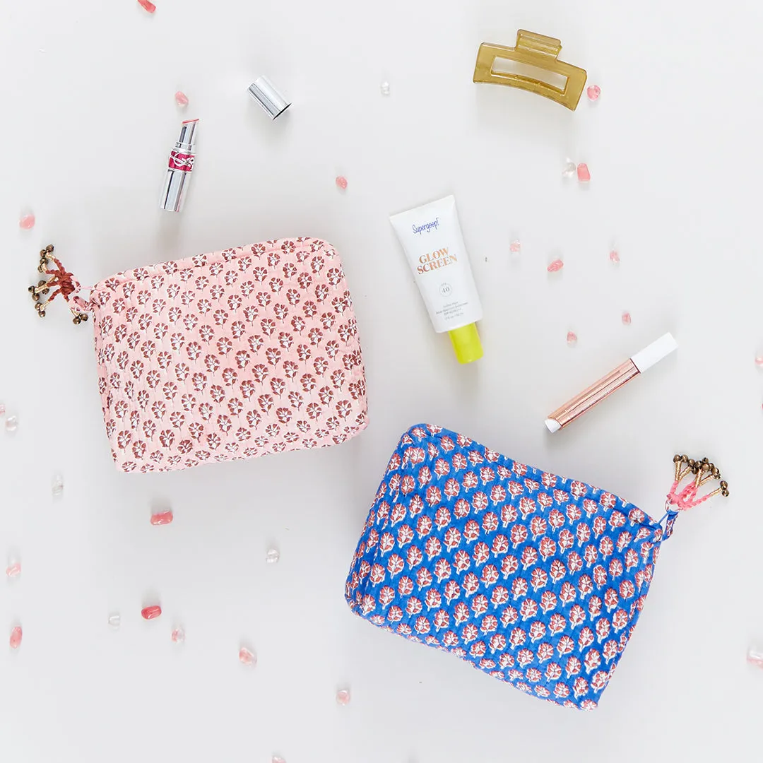 Small Quilted Pouch - Blue Lisbon Ditsy