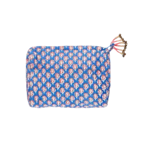 Small Quilted Pouch - Blue Lisbon Ditsy