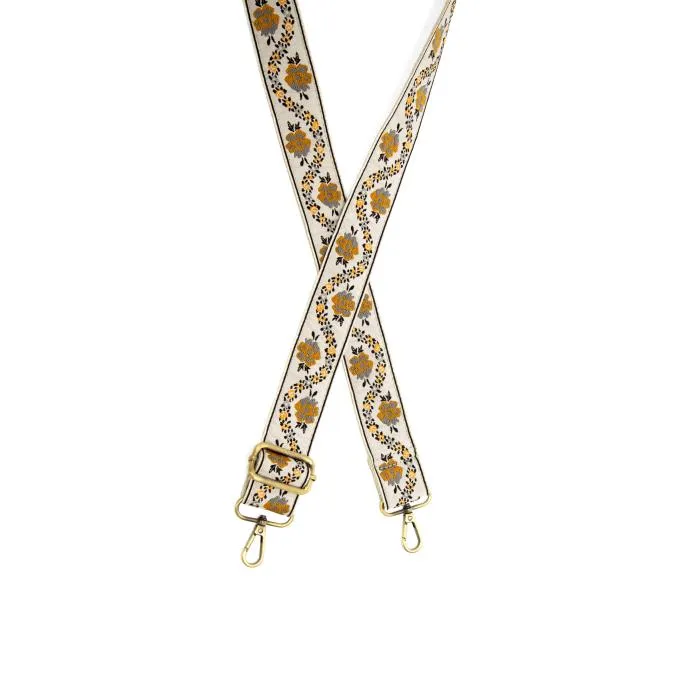 Spring Narrow Embroidered Guitar Straps for Handbags