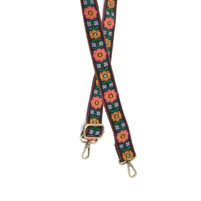 Spring Narrow Embroidered Guitar Straps for Handbags
