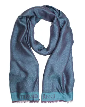 Stefano Ricci Scarf Teal Purple - Luxury Cashmere Silk Shawl SALE