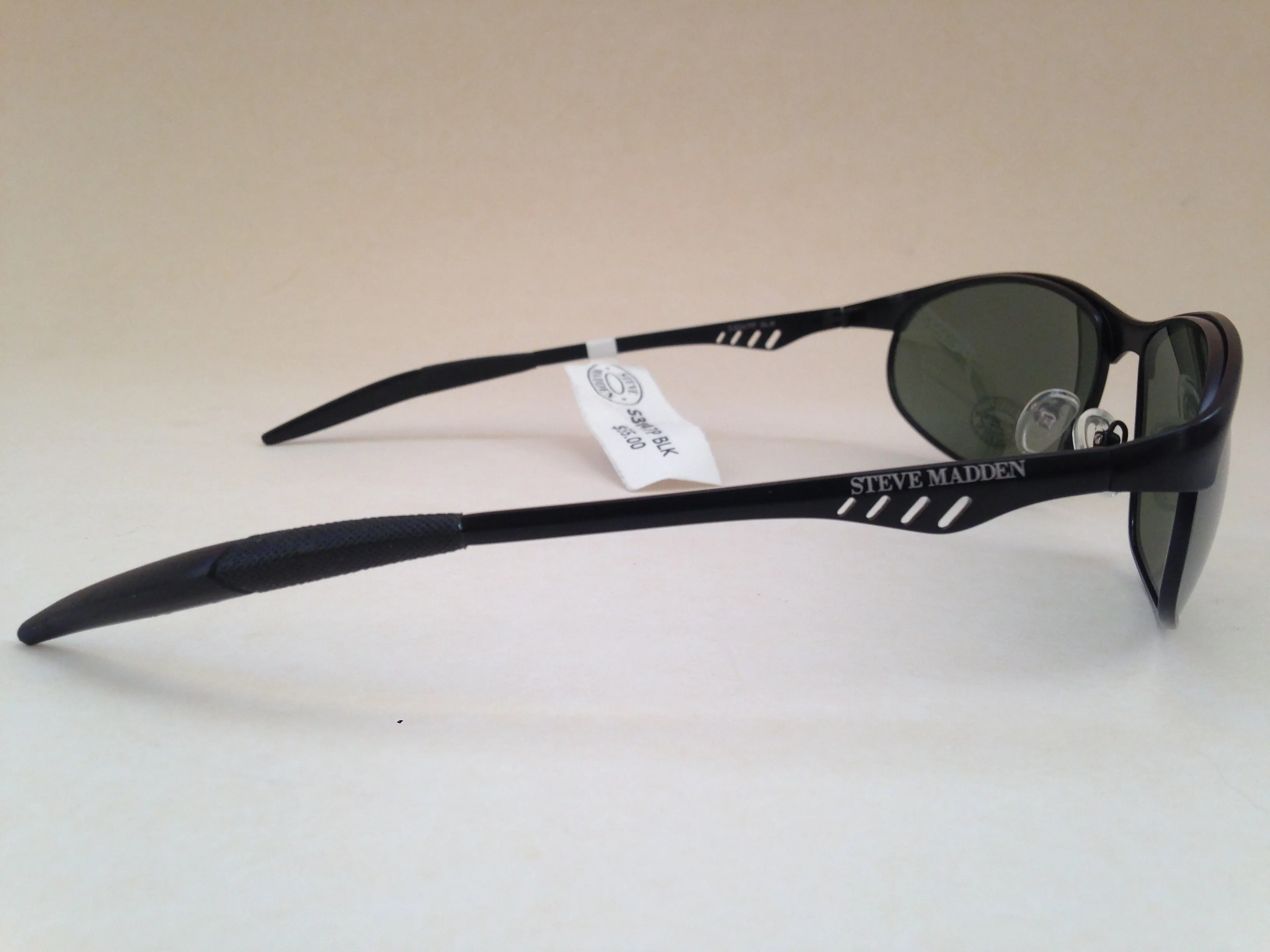 Steve Madden Sunglasses Polarized Sport Black Metal Frame Green Lens S3047P BLK