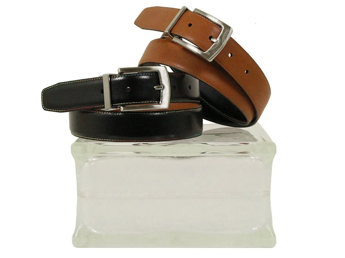 Tallia Orange 22163 Glazed Calf Boy's Belt - Reversible - Cogn/Black