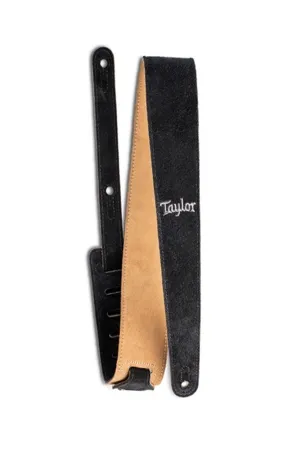 Taylor 2.5" Embroidered Suede Guitar Strap Black