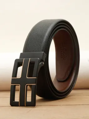 Teakwood Leather Men Textured Black-Gold Belt