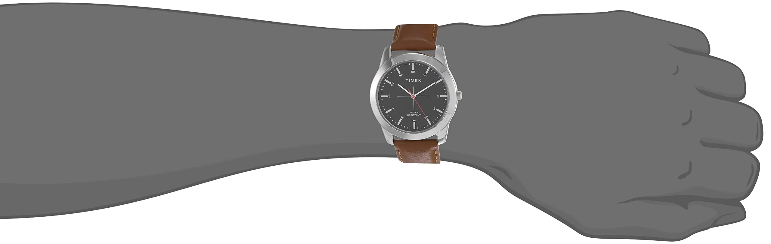 TIMEX Men Leather Analog Black Dial Watch-Tw00Zr264E, Band Color-Brown
