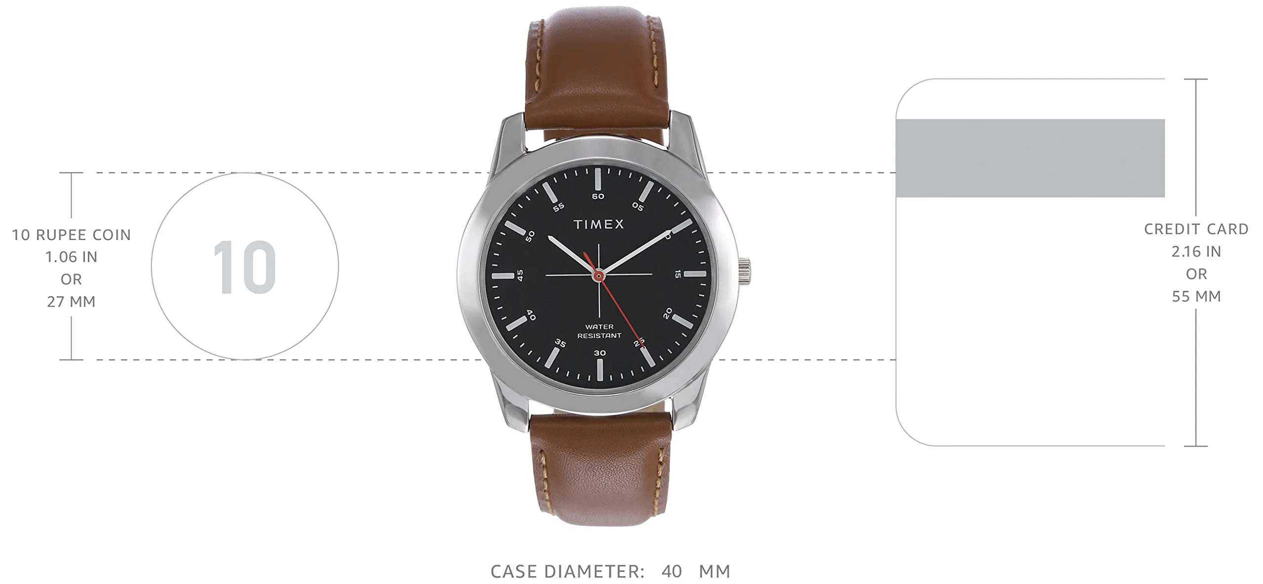 TIMEX Men Leather Analog Black Dial Watch-Tw00Zr264E, Band Color-Brown