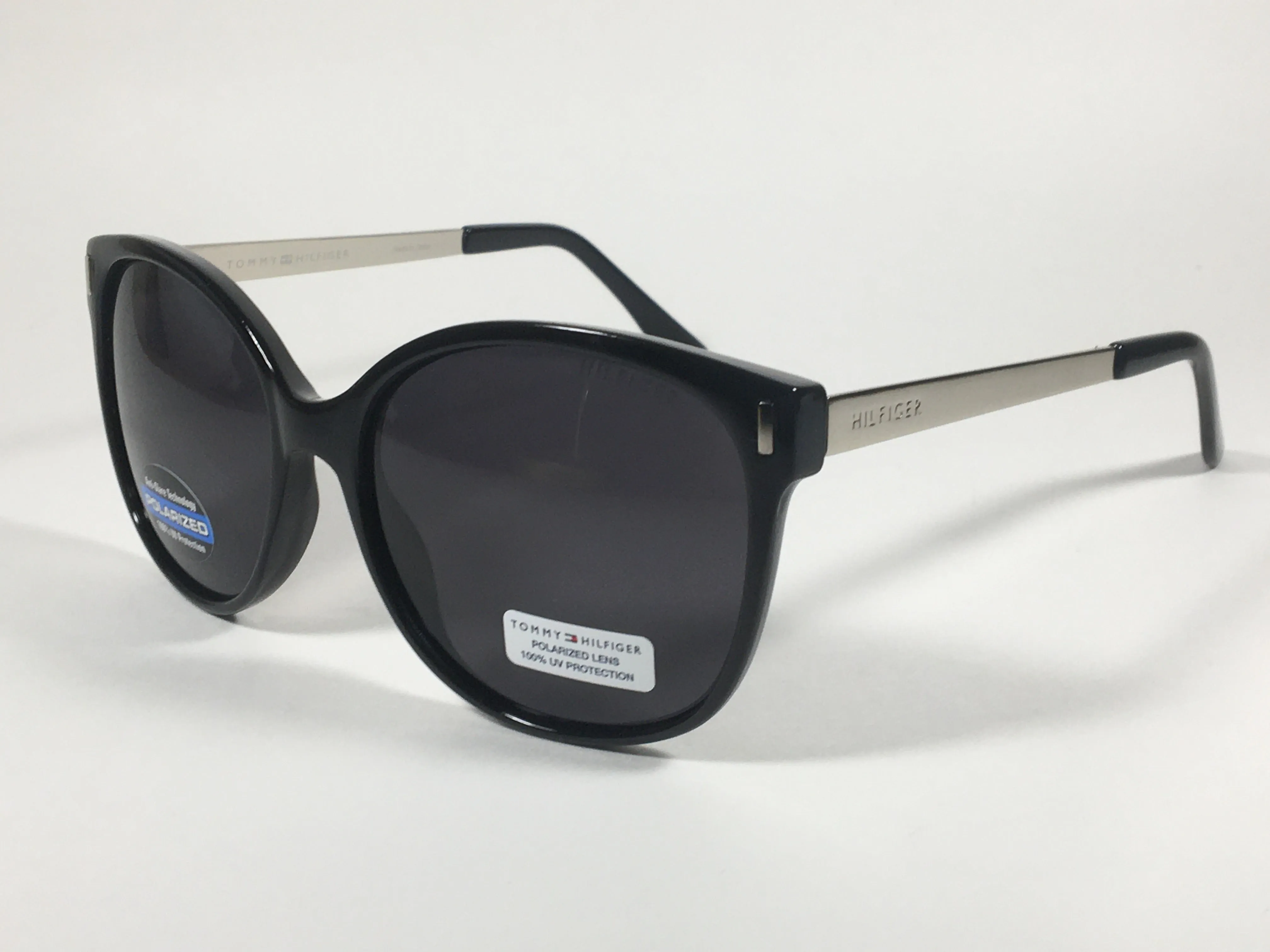 Tommy Hilfiger Breeda Polarized Sunglasses Black Silver Frame Gray Gradient Lens BREEDA WP OL429P