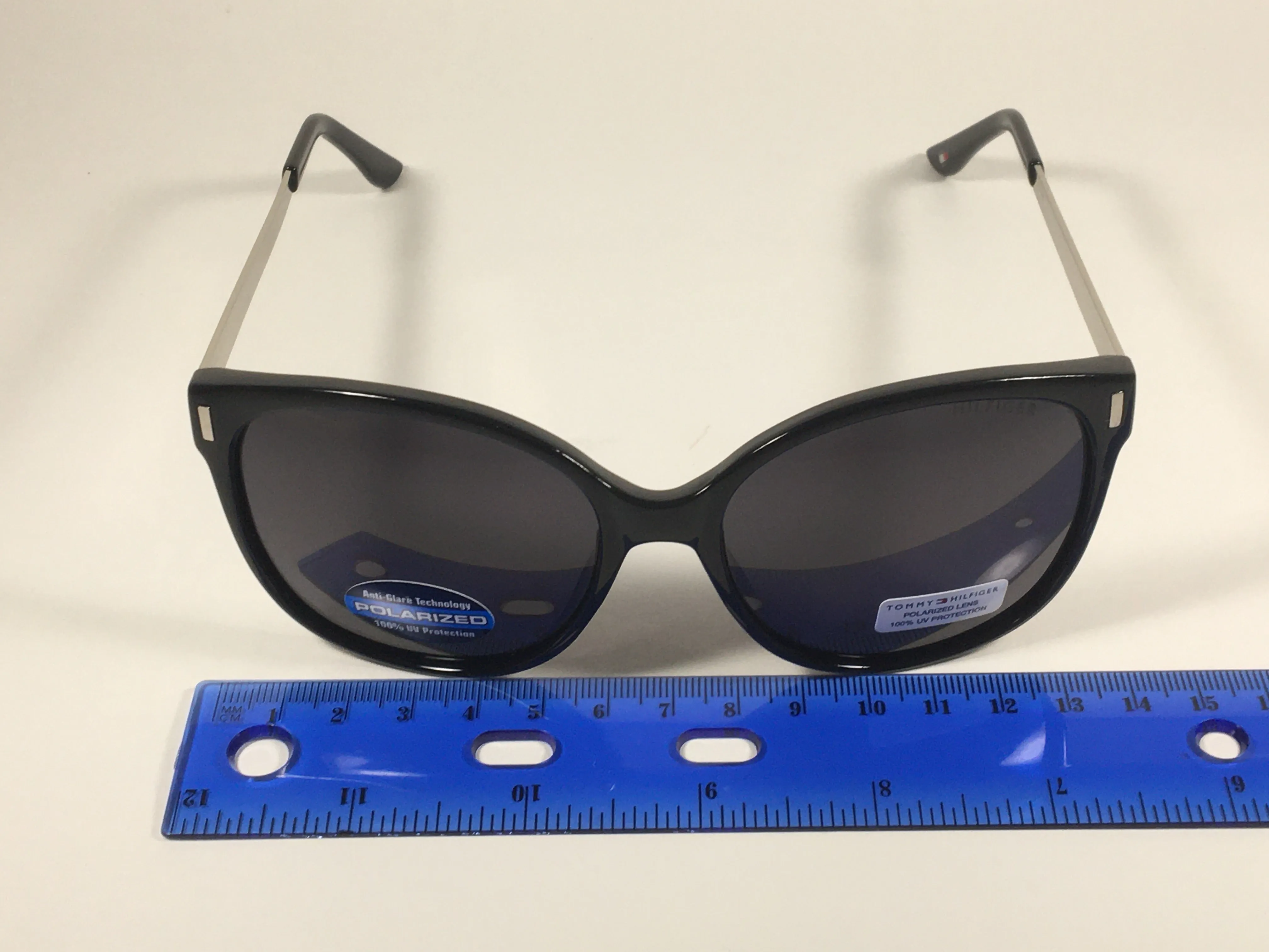 Tommy Hilfiger Breeda Polarized Sunglasses Black Silver Frame Gray Gradient Lens BREEDA WP OL429P