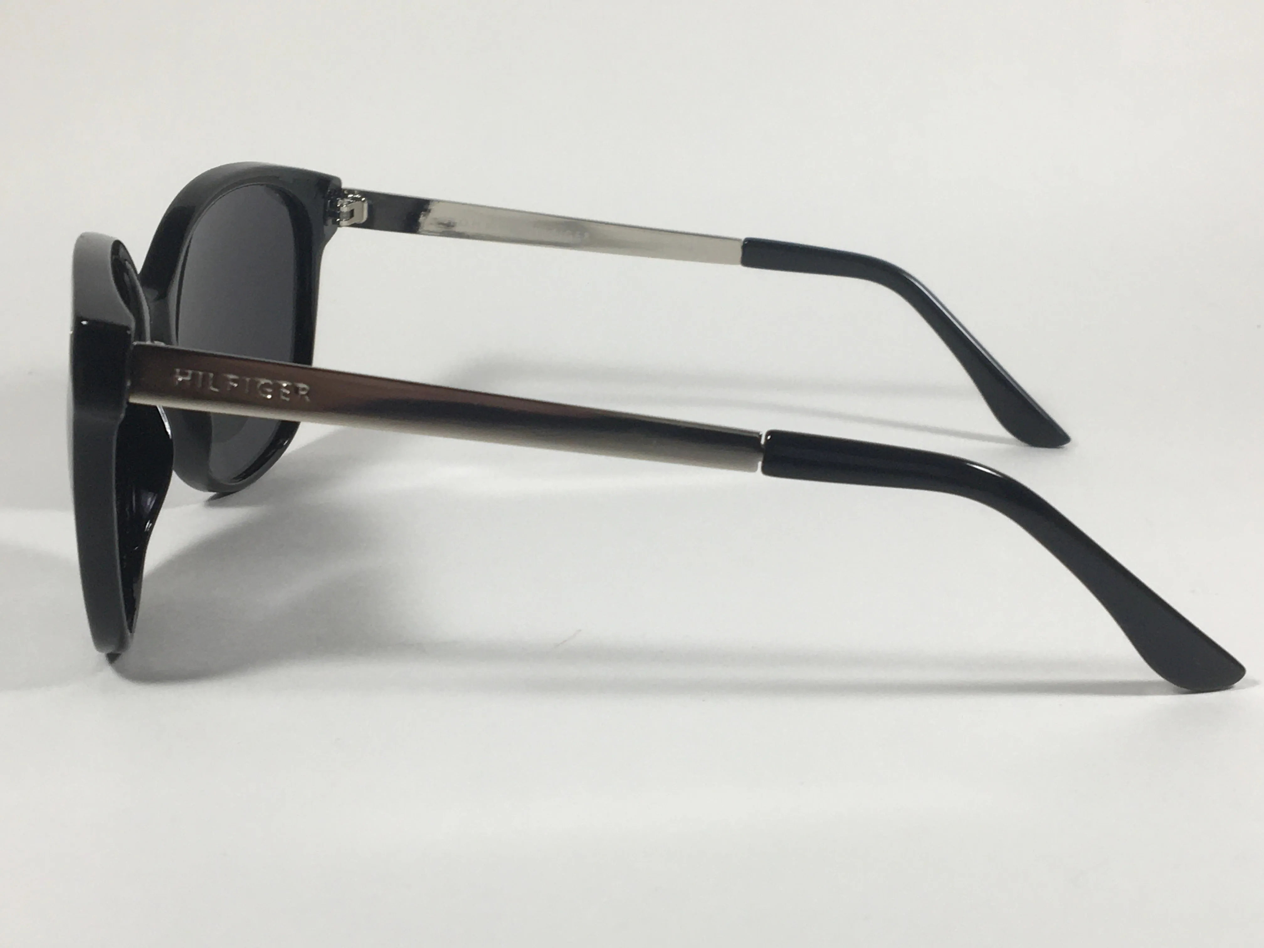 Tommy Hilfiger Breeda Polarized Sunglasses Black Silver Frame Gray Gradient Lens BREEDA WP OL429P