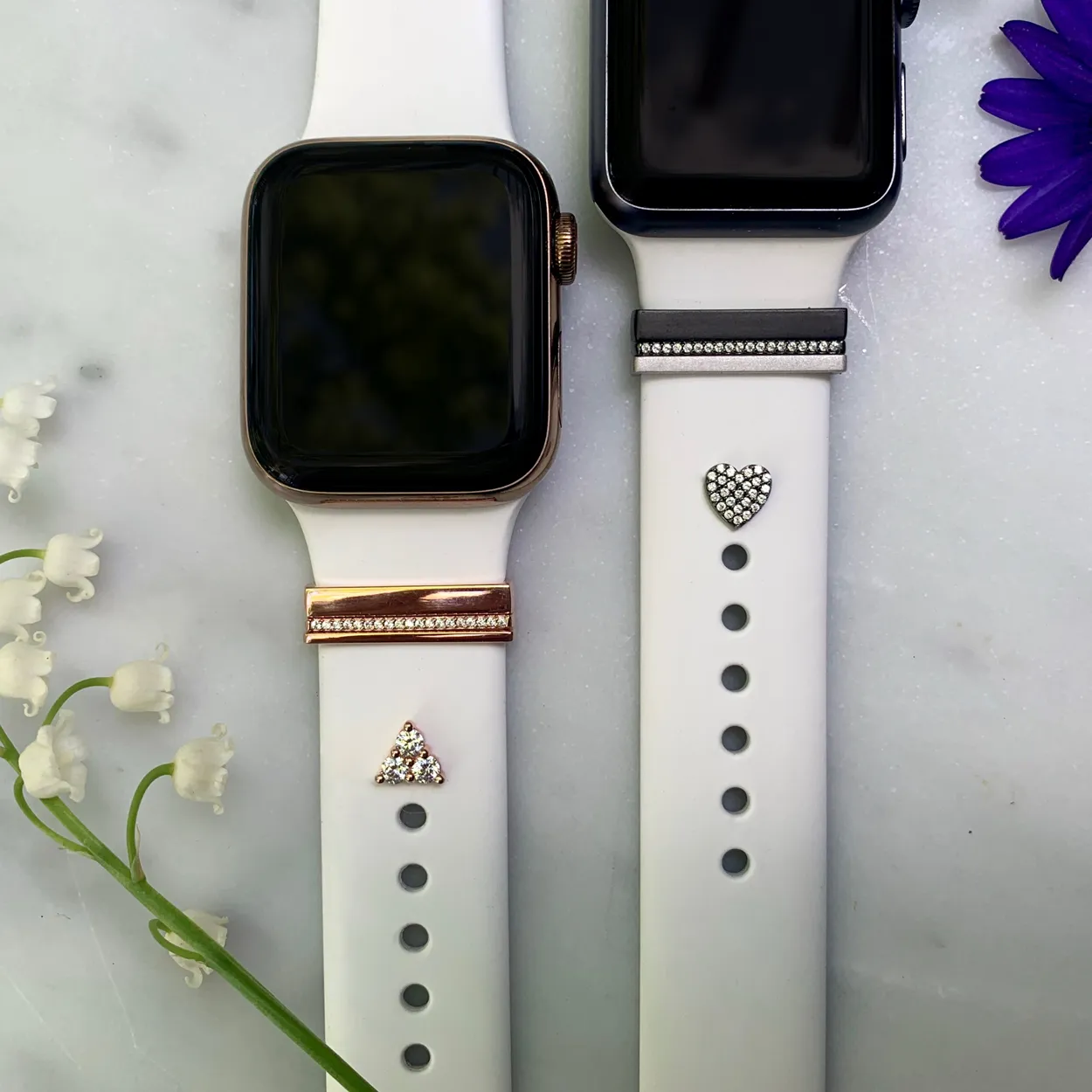 triple cz stud - April birthstone • Apple Watch sport band charm