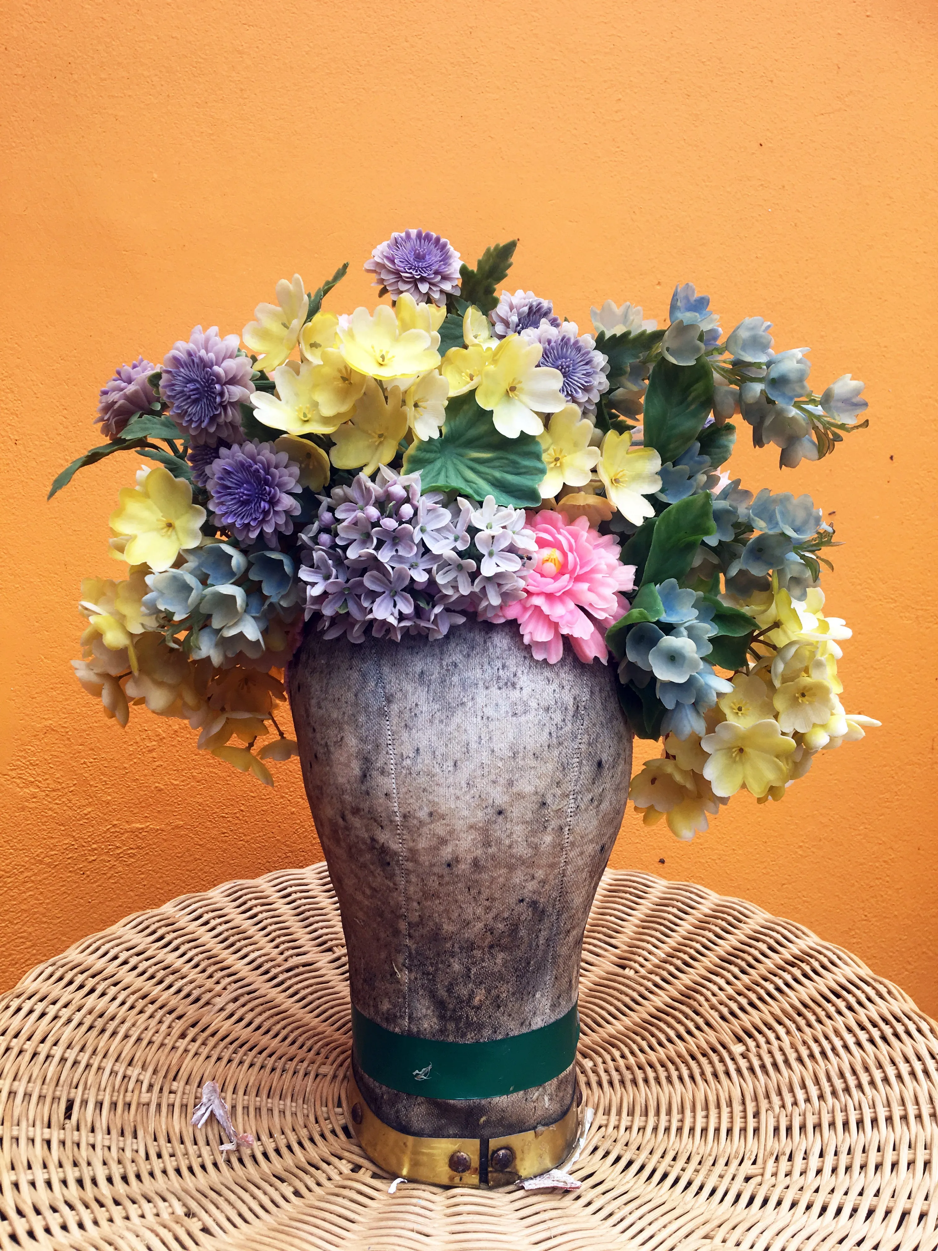 Vintage flowers in a floral Headdress in pastel shades