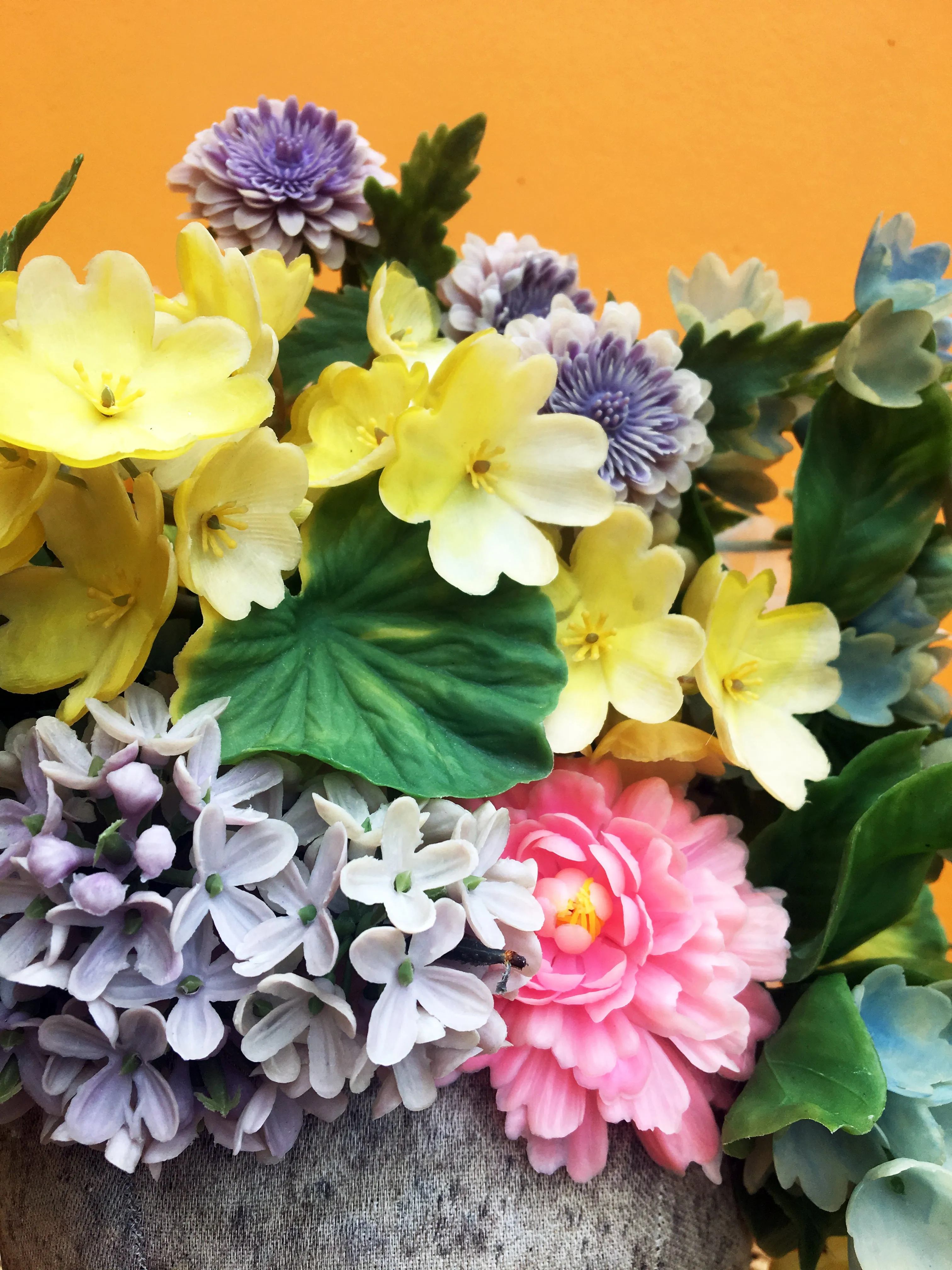 Vintage flowers in a floral Headdress in pastel shades