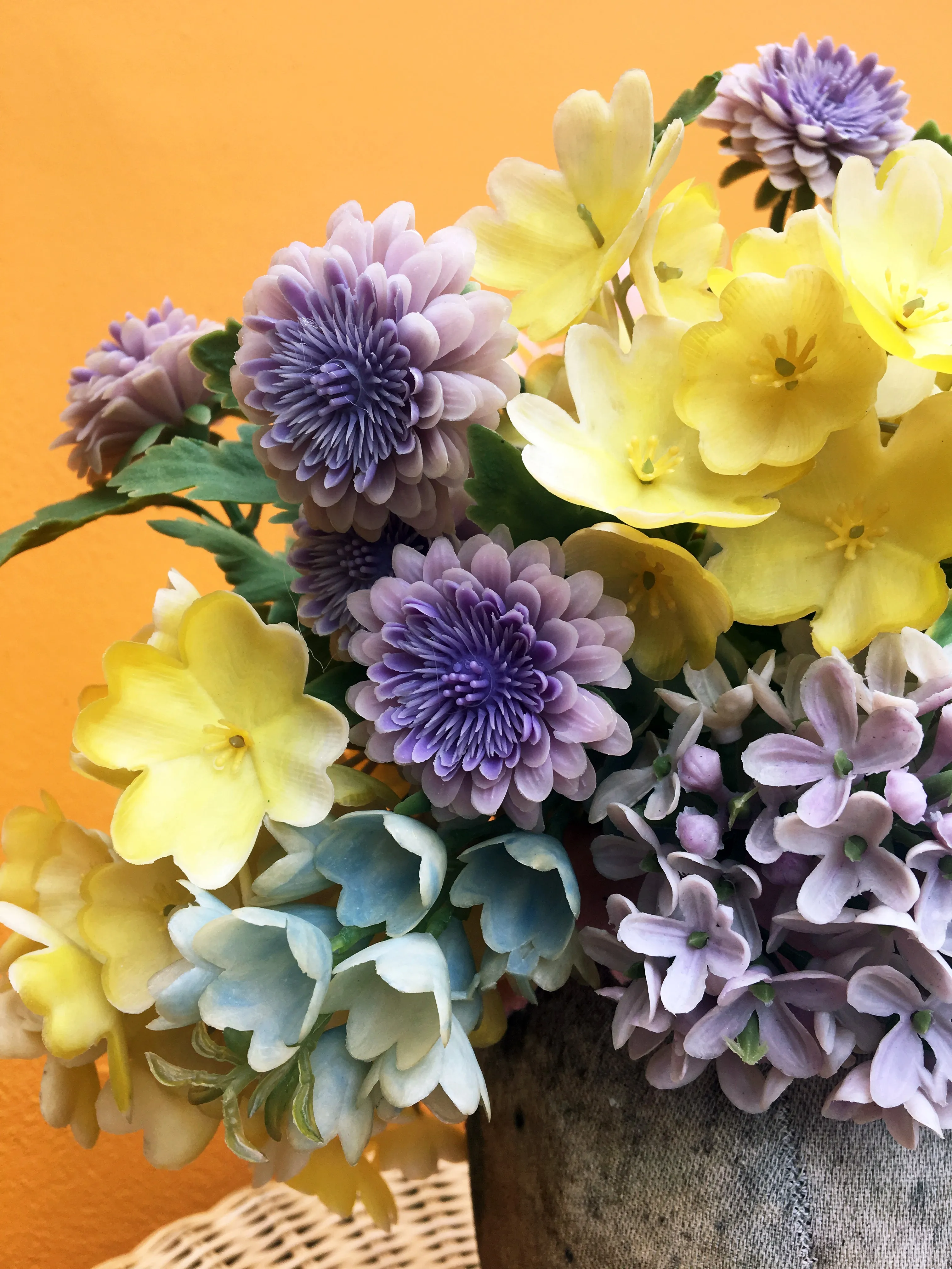 Vintage flowers in a floral Headdress in pastel shades