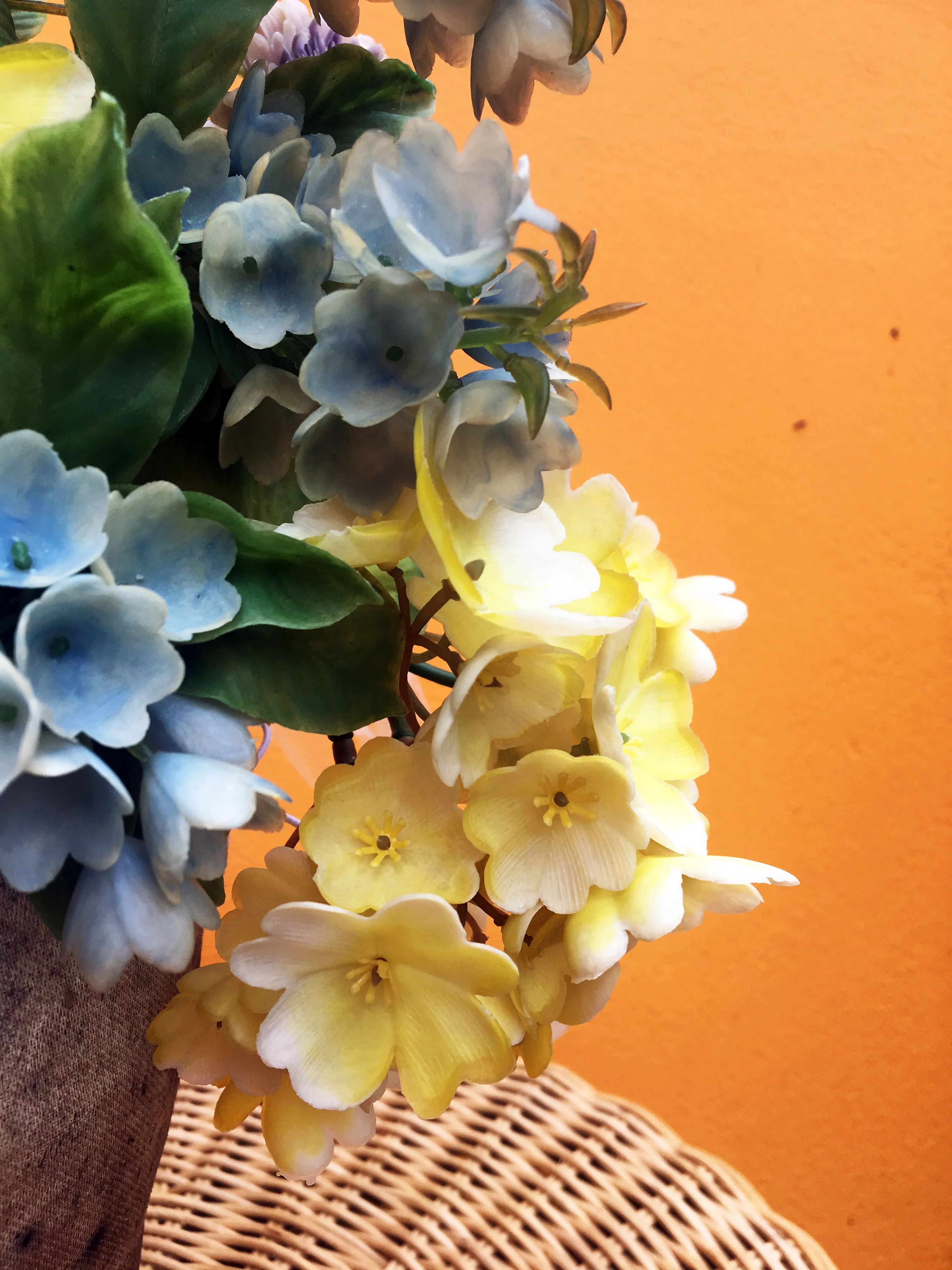Vintage flowers in a floral Headdress in pastel shades