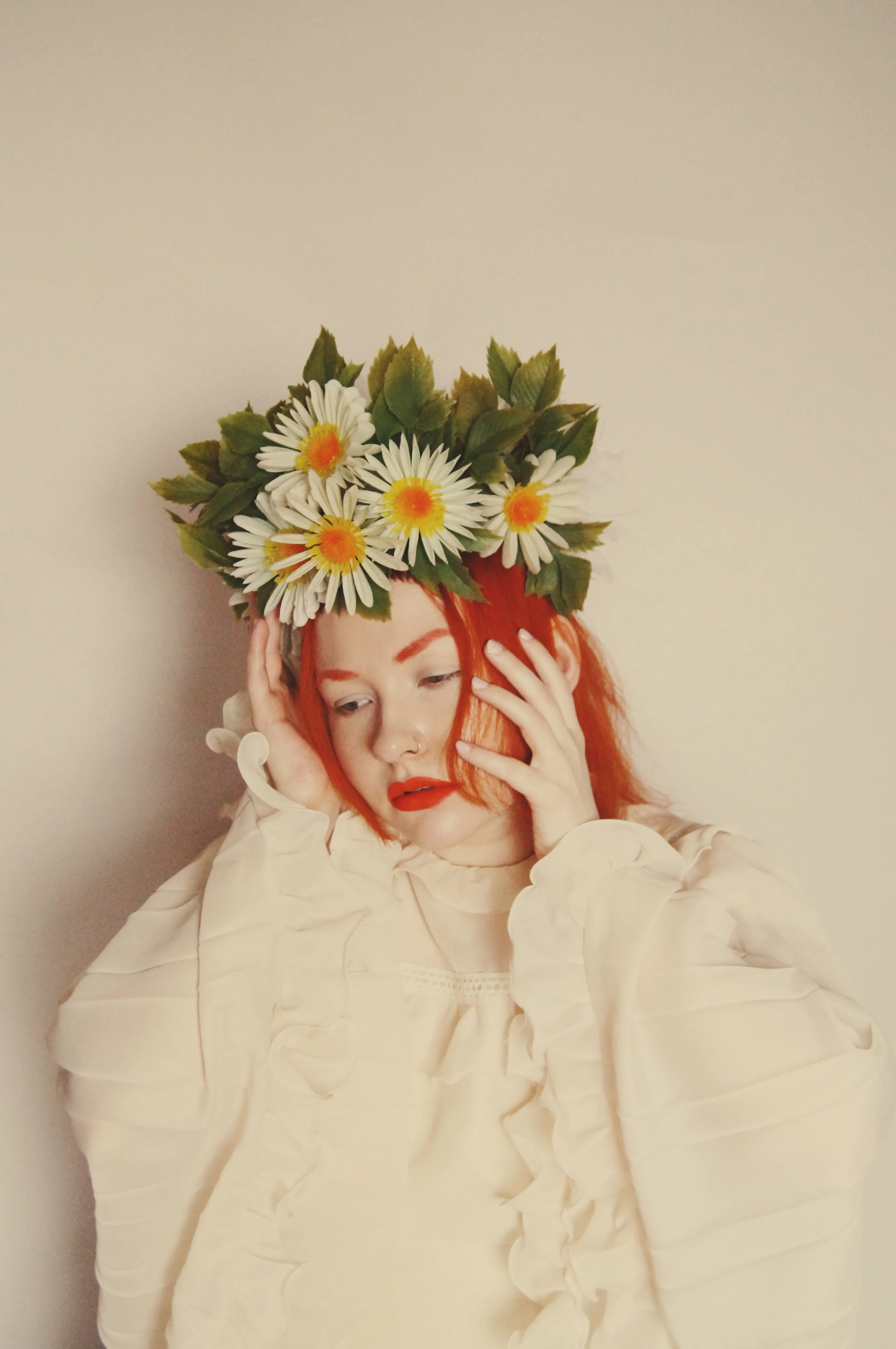 Vintage White Daisy May Day May queen flower crown