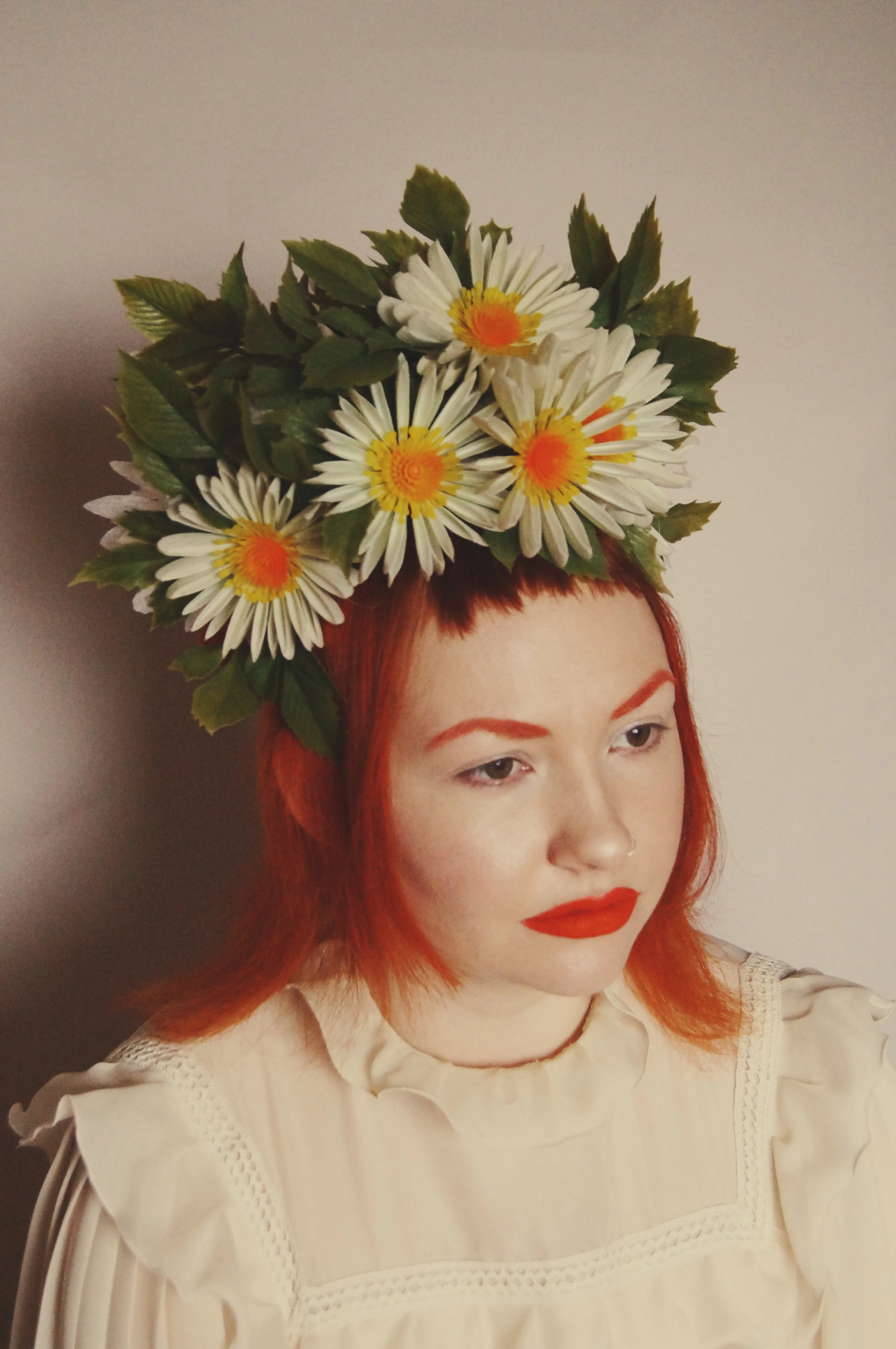 Vintage White Daisy May Day May queen flower crown