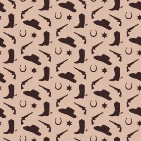 Western Fabric, Guns, Boots and Cowboy Hat Fabric, Cotton or Fleece 3920
