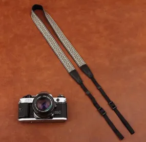 White DSLR Embroidered Style Strap Leather Camera Strap 8479