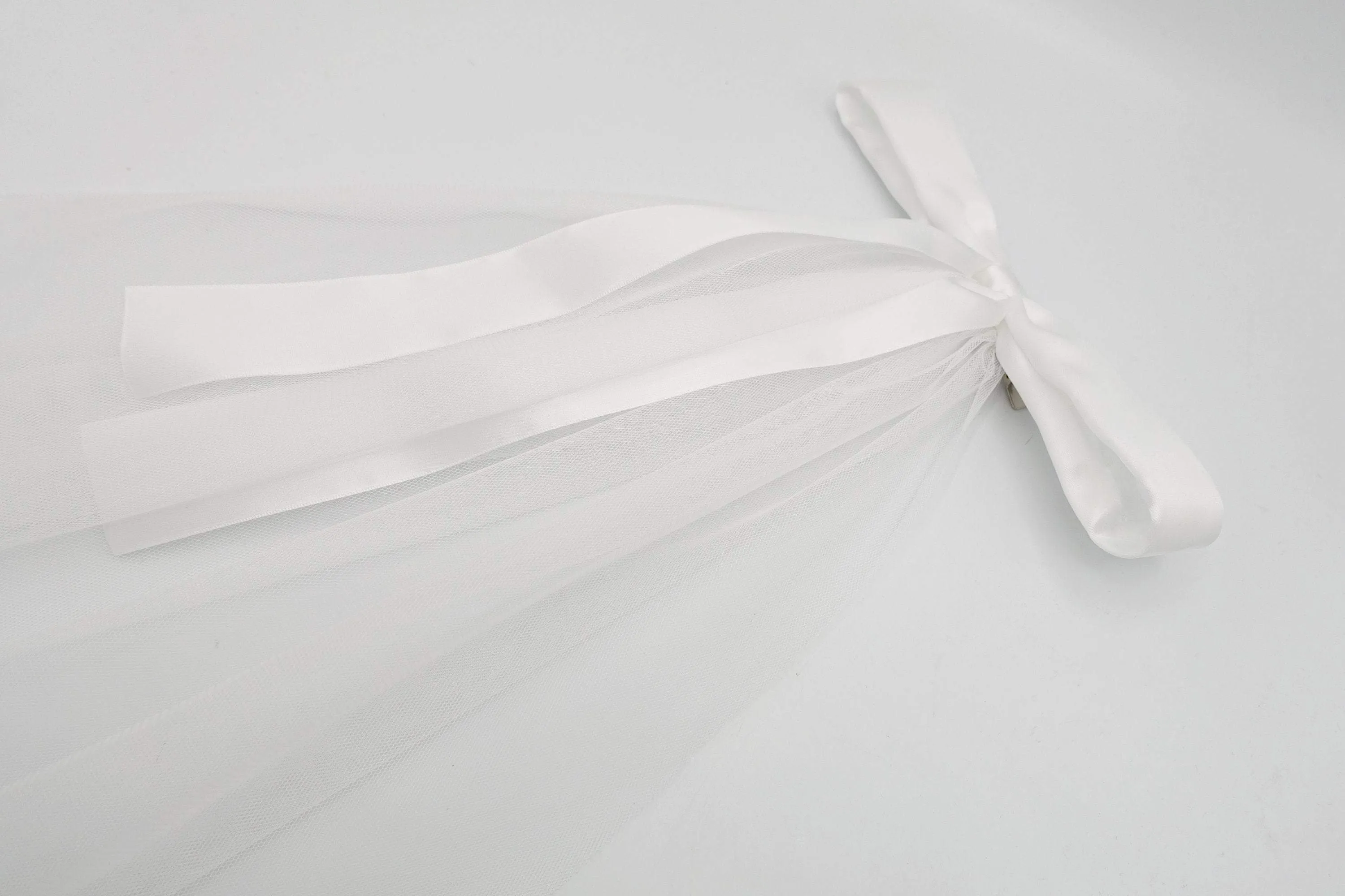 white hair bow wedding event satin tulle hair accessory  for women