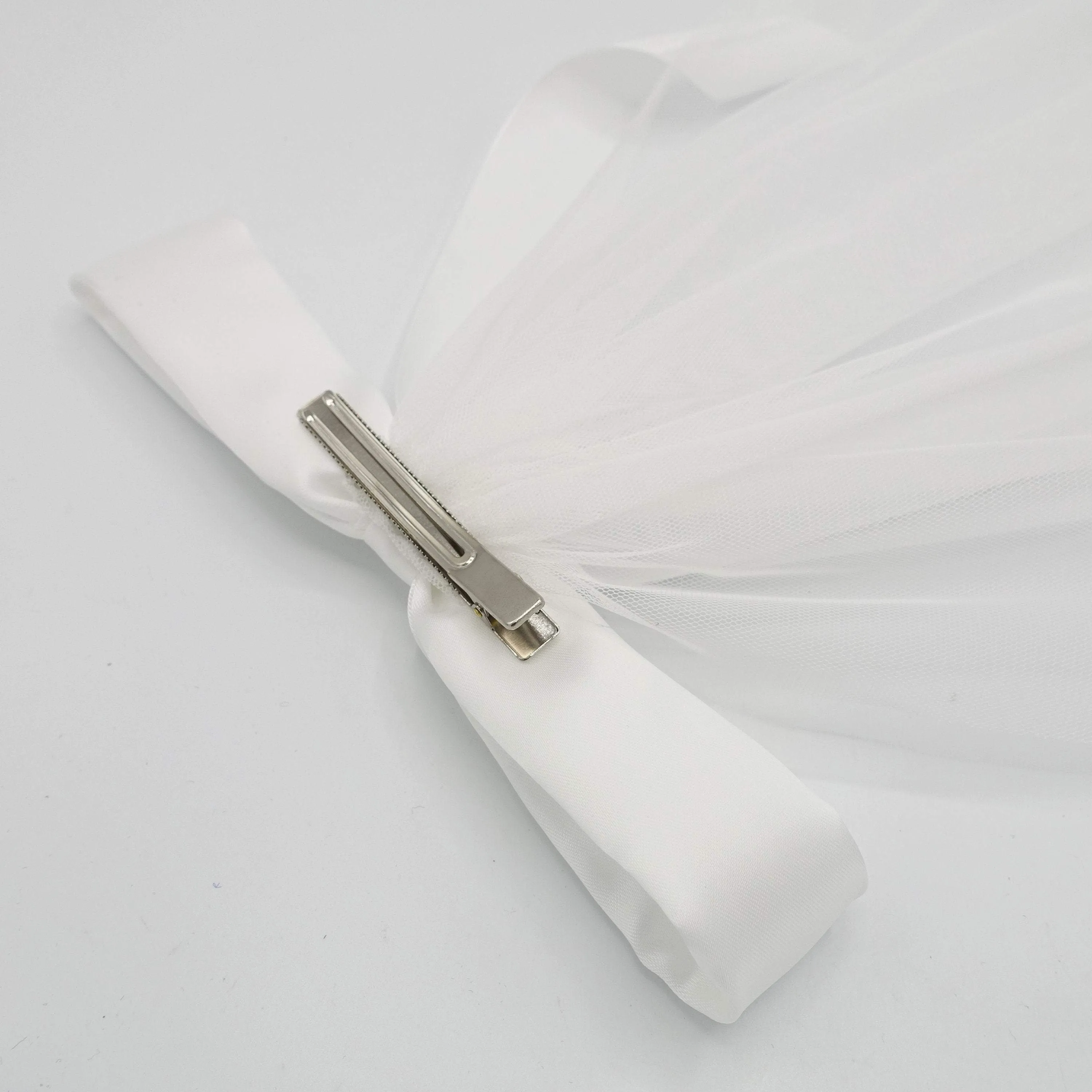 white hair bow wedding event satin tulle hair accessory  for women