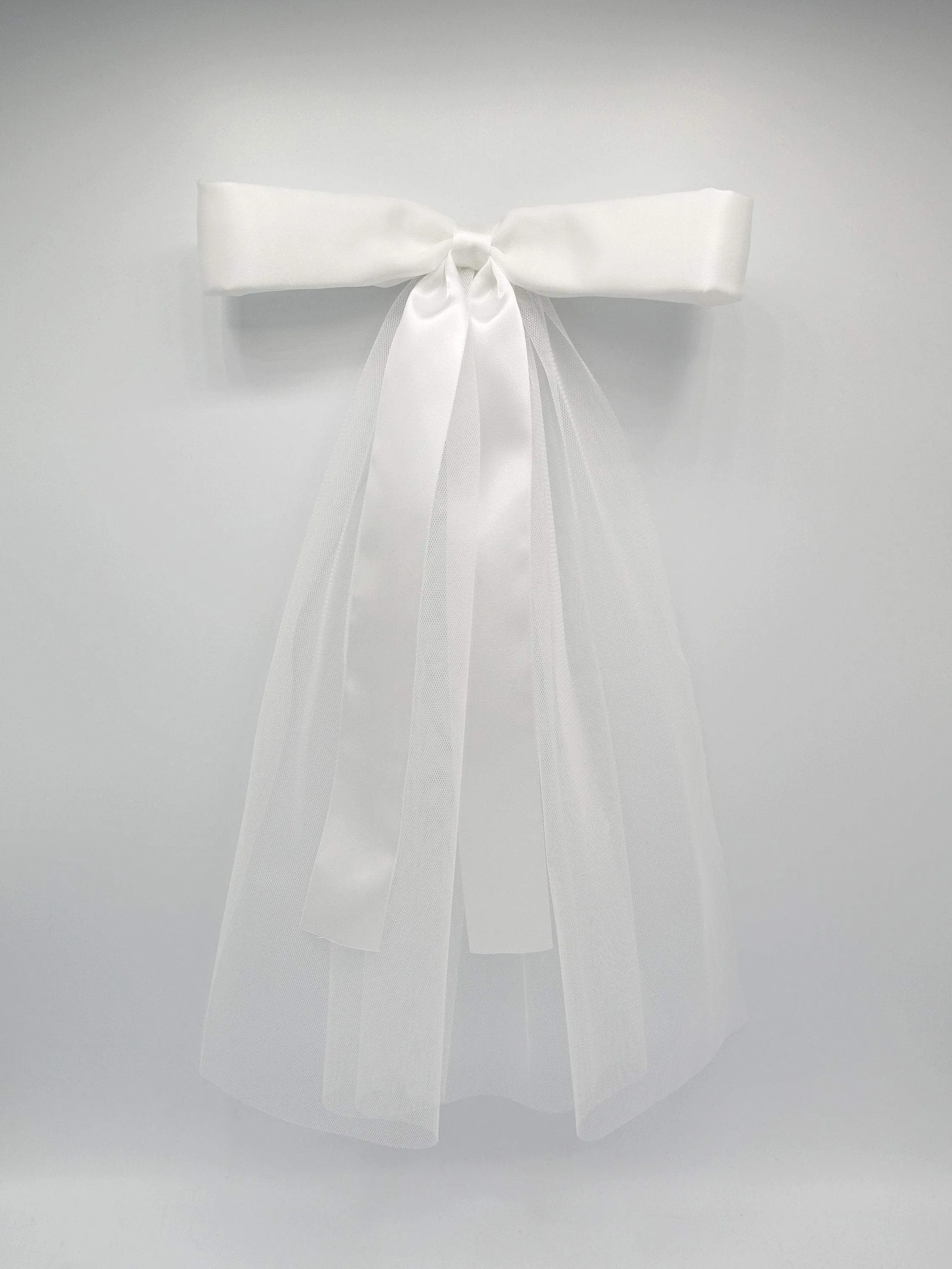 white hair bow wedding event satin tulle hair accessory  for women